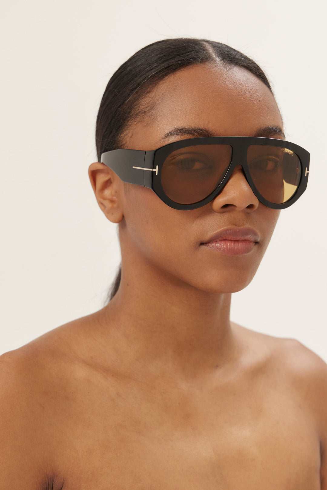 Tom Ford Bronson black and yellow pilot sunglasses