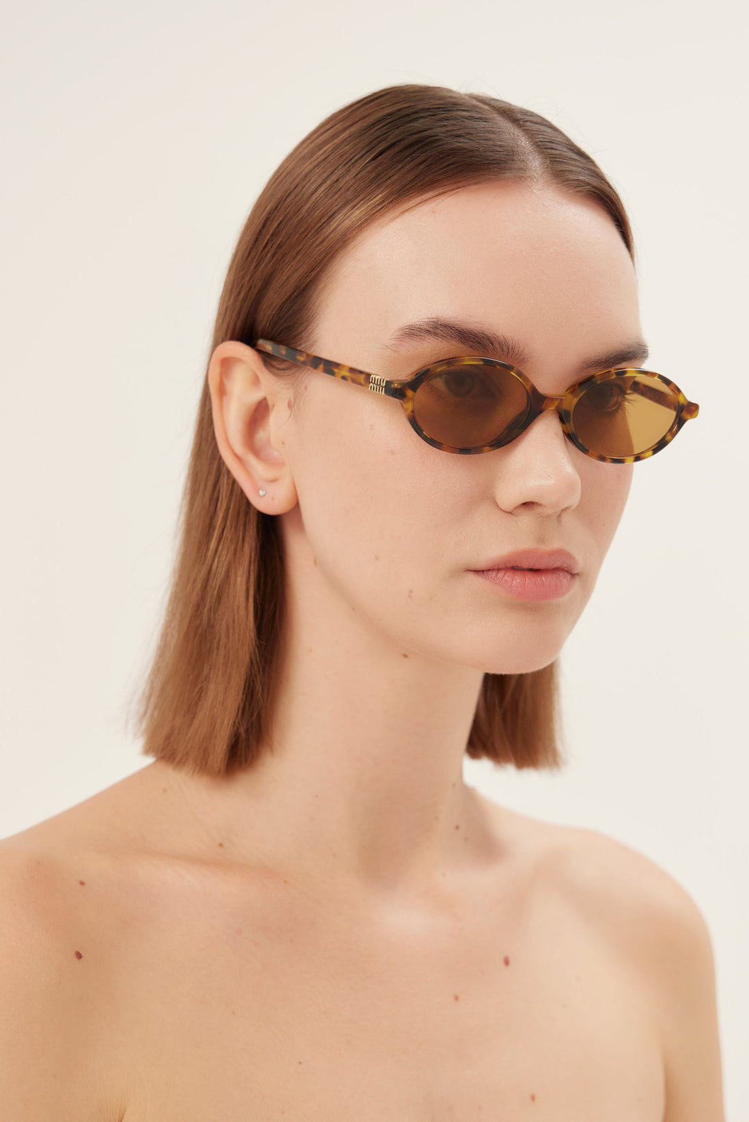 Miu Miu oval acetate havana sunglasses