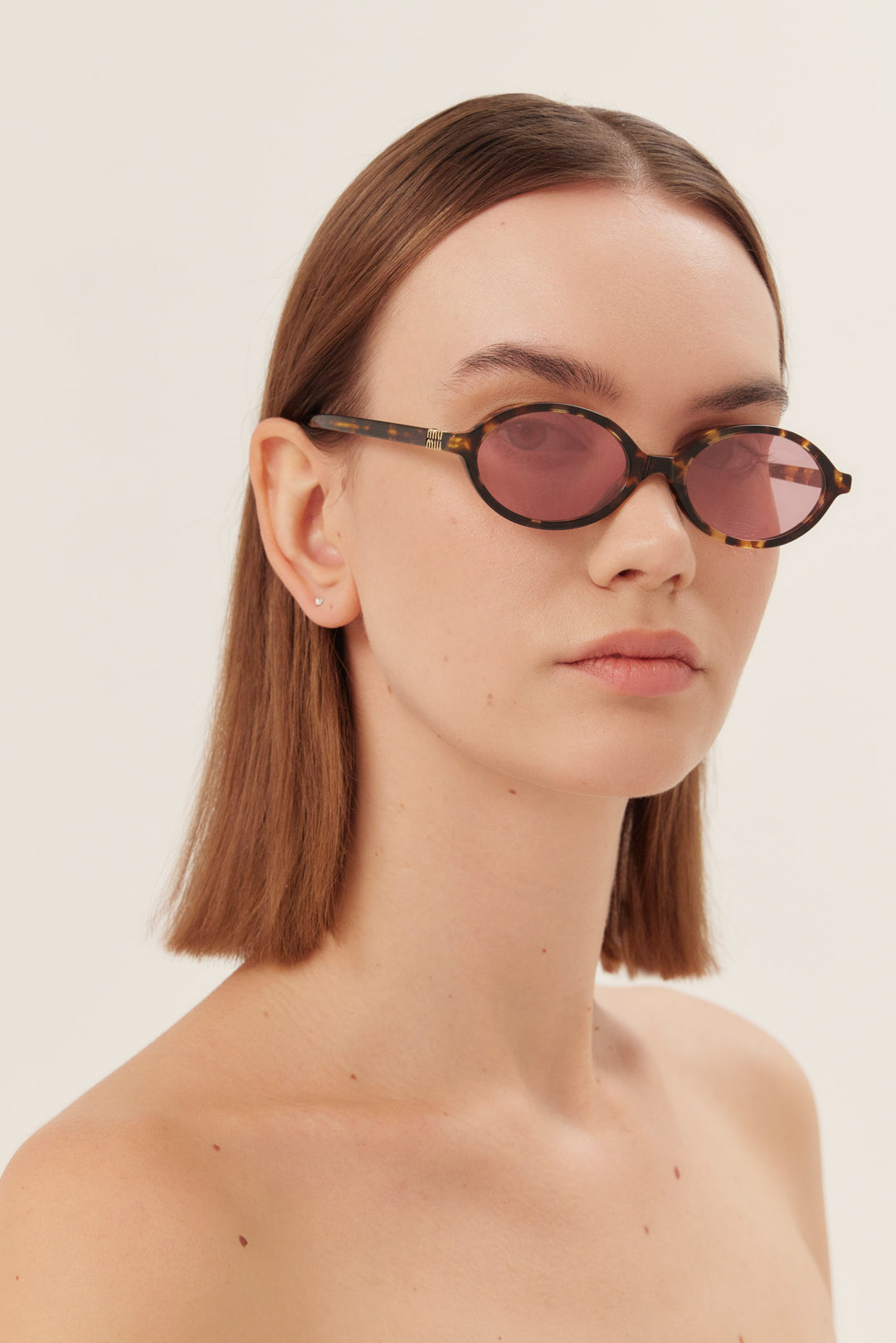 Miu Miu oval acetate brown and pink sunglasses