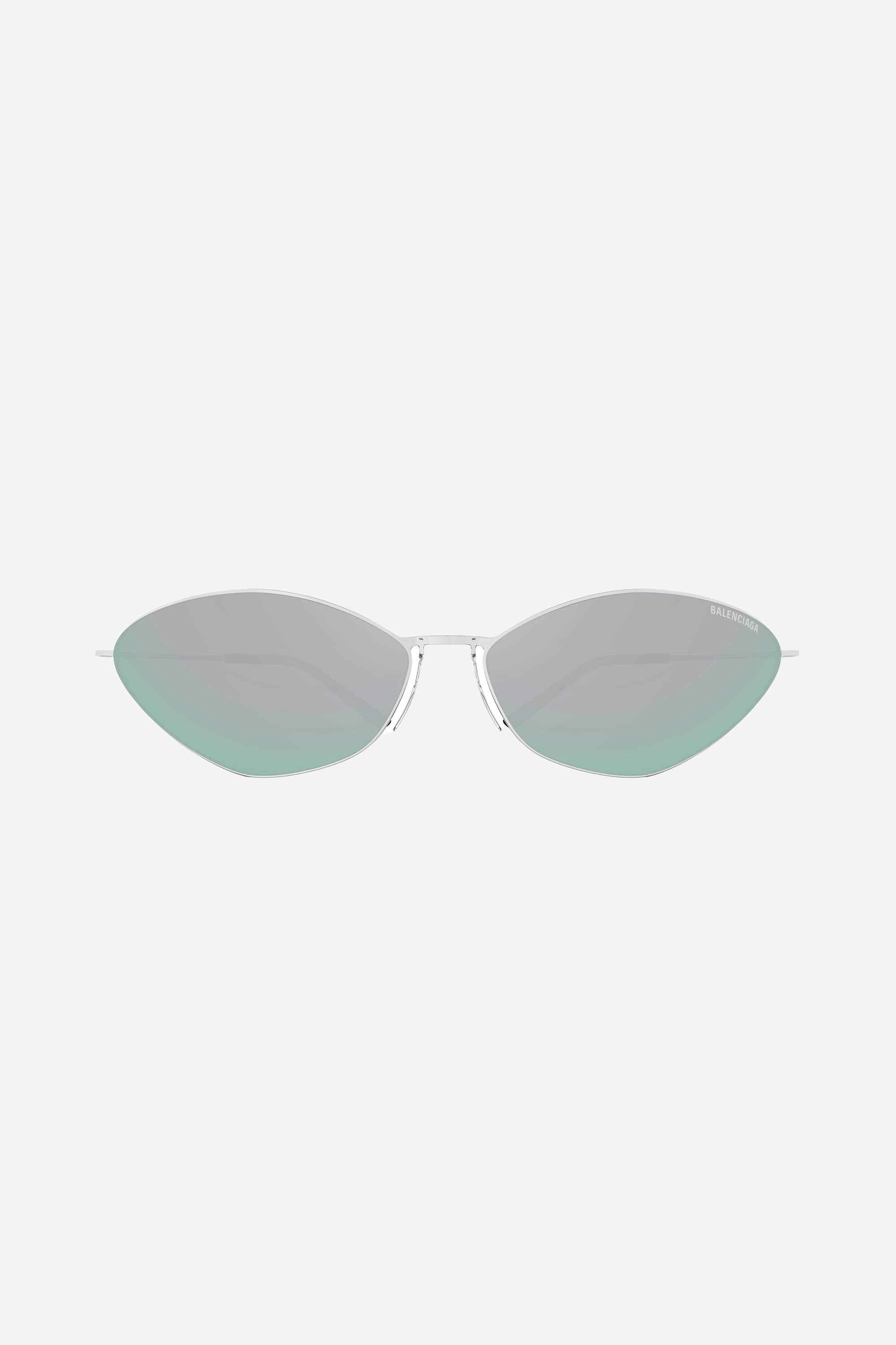 Metallic single piece silver Balenciaga sunglasses