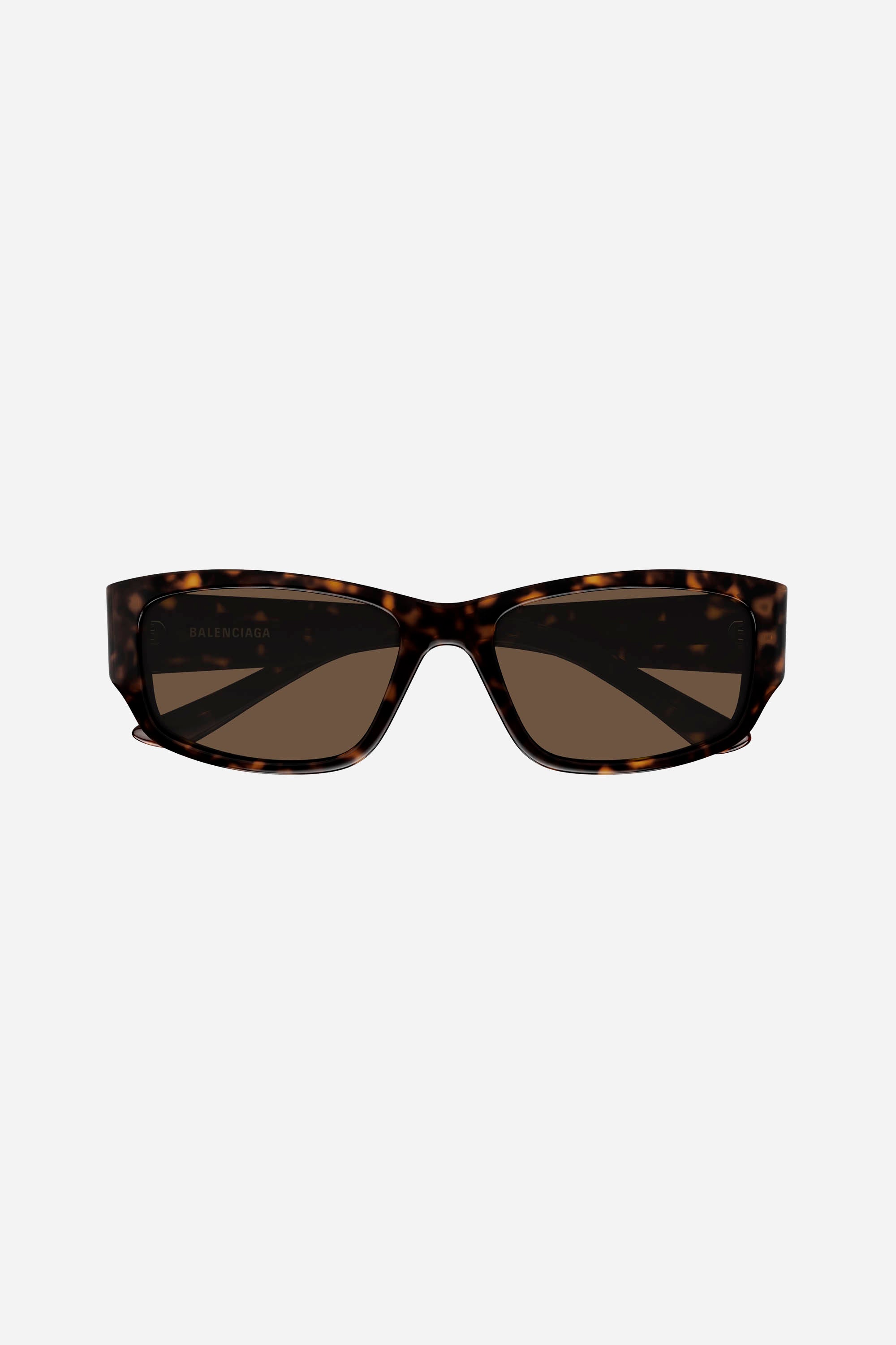 Havana brown rectangular Balenciaga sunglasses with brown lense