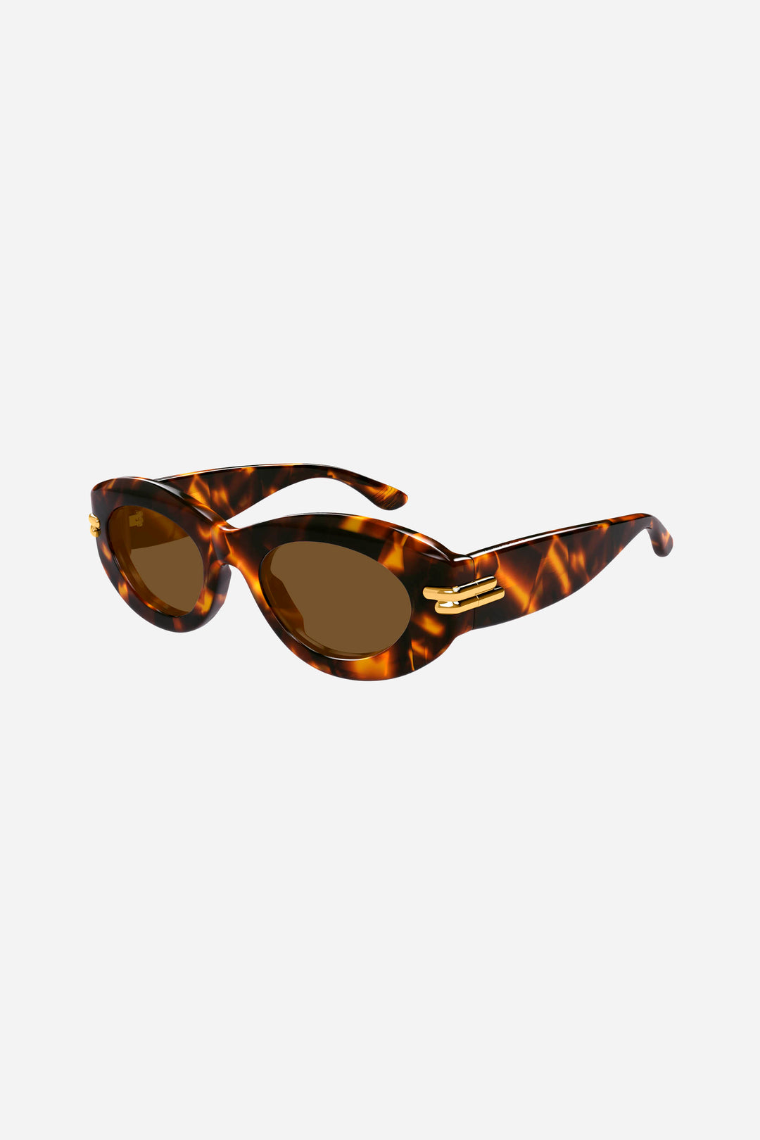 Gafas de sol ovaladas de Bottega Veneta en color marrón habana