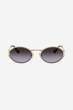 Load image into Gallery viewer, Miu Miu oval metal  sunglasses with grey lenses
