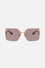 Load image into Gallery viewer, Miu Miu squared metal sunglasses with pink mirror and gold details

