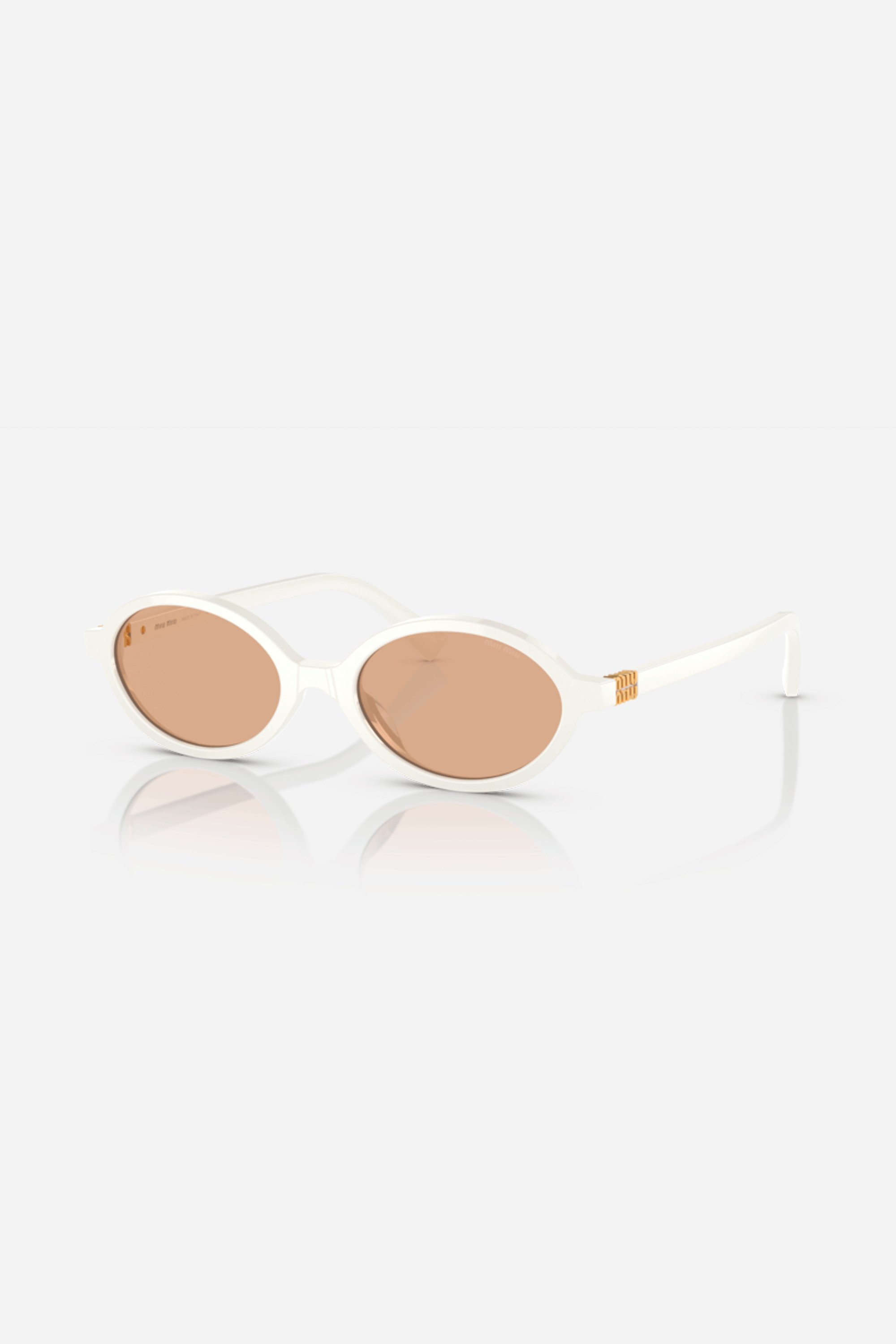 Miu Miu oval acetate white sunglasses - Eyewear Club