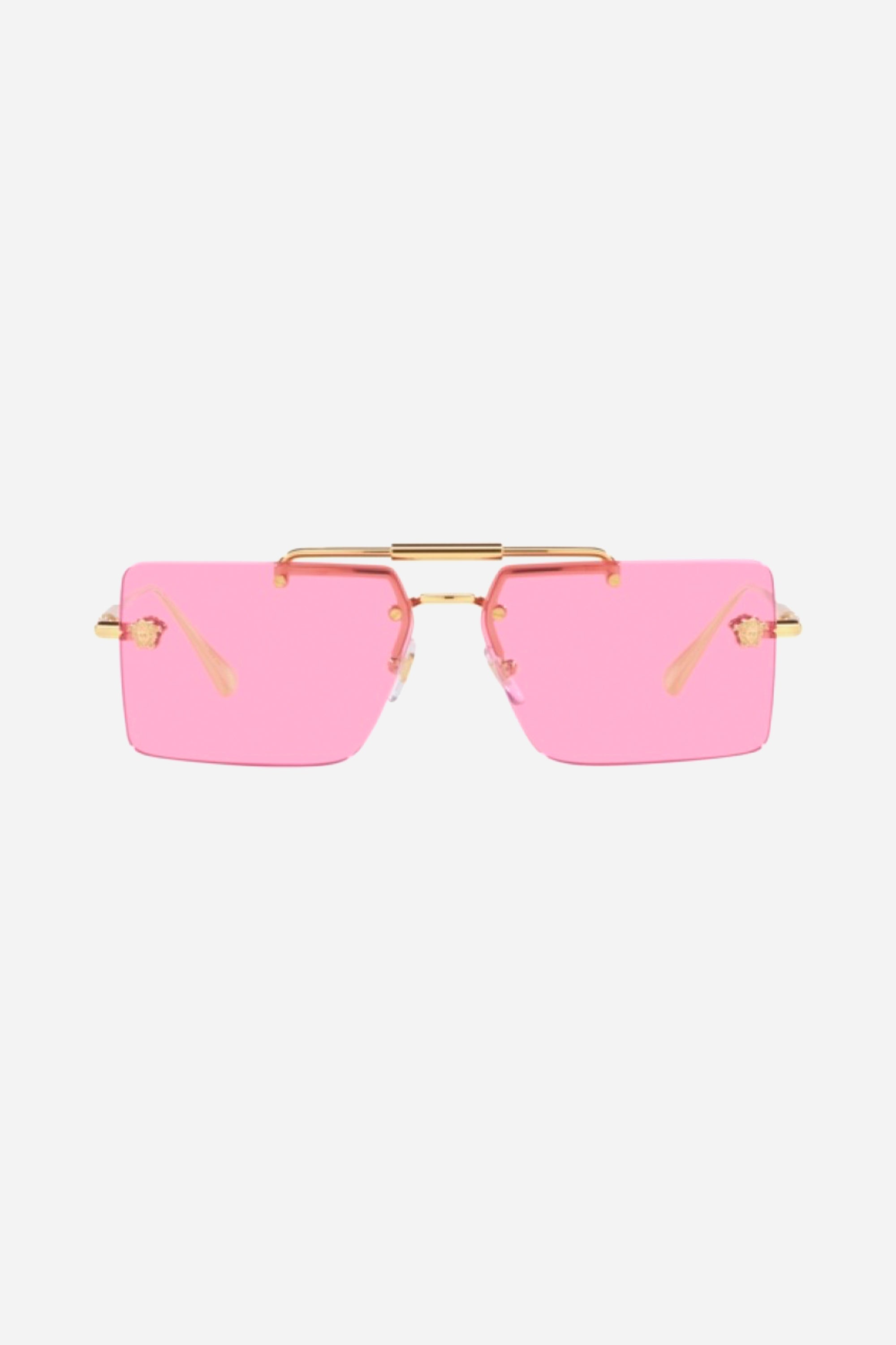 Versace squared pink sunglasses featuring iconic jellyfish - Eyewear Club