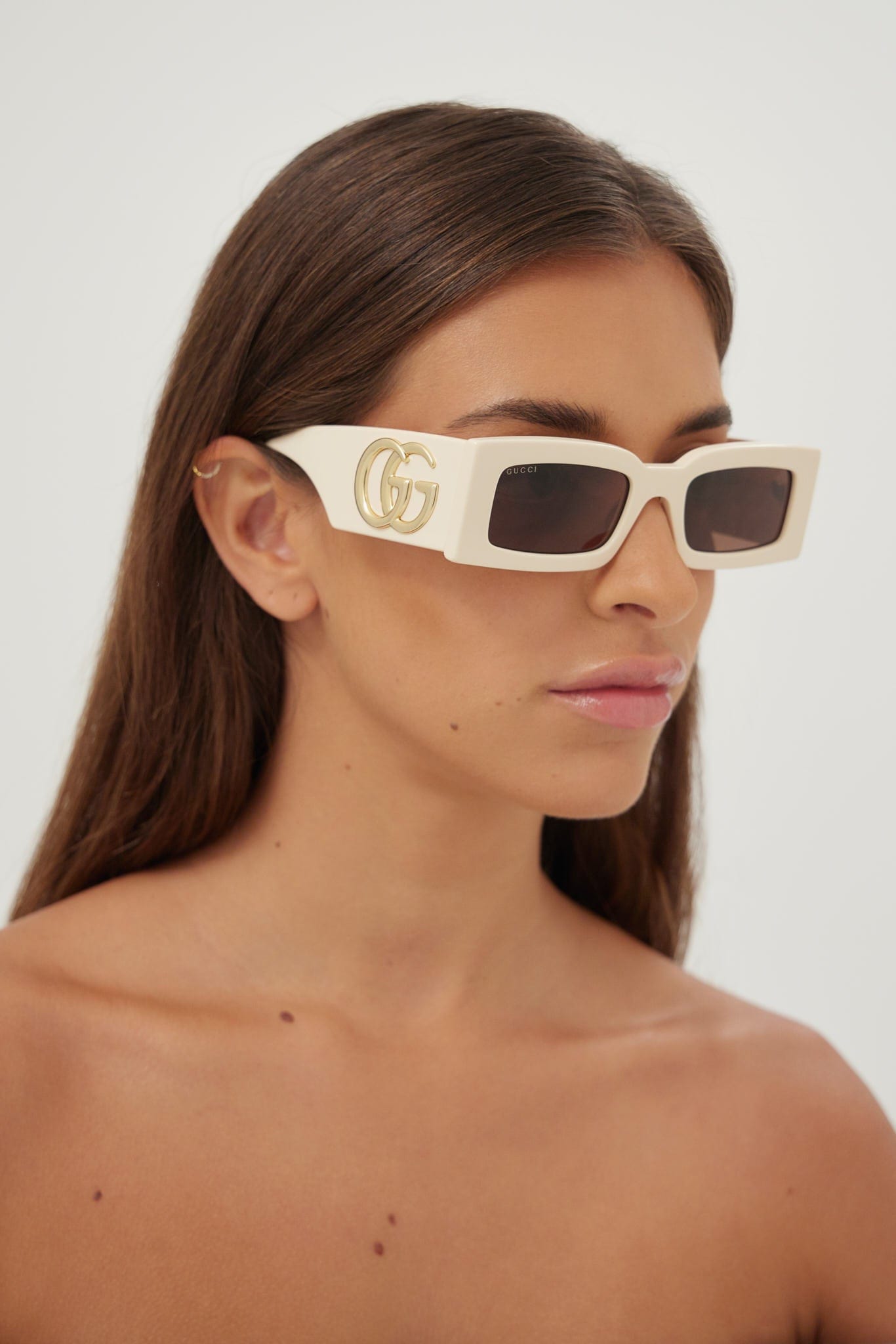 Gucci ivory rectangular sunglasses - Eyewear Club