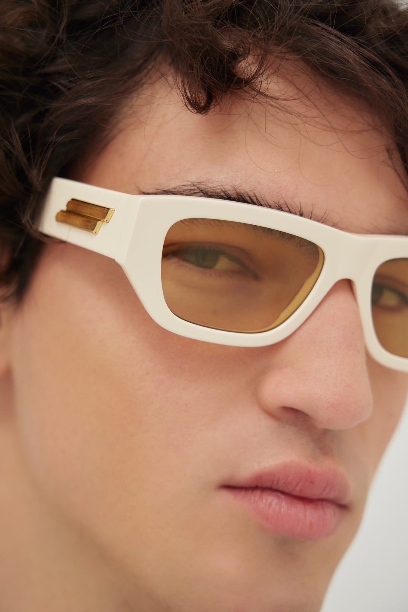 Bottega Veneta rectangular ivory sunglasses - Eyewear Club