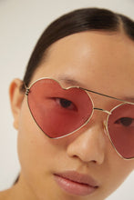 Load image into Gallery viewer, Gucci GG1283s metal heart shape sunglasses with pink lenses
