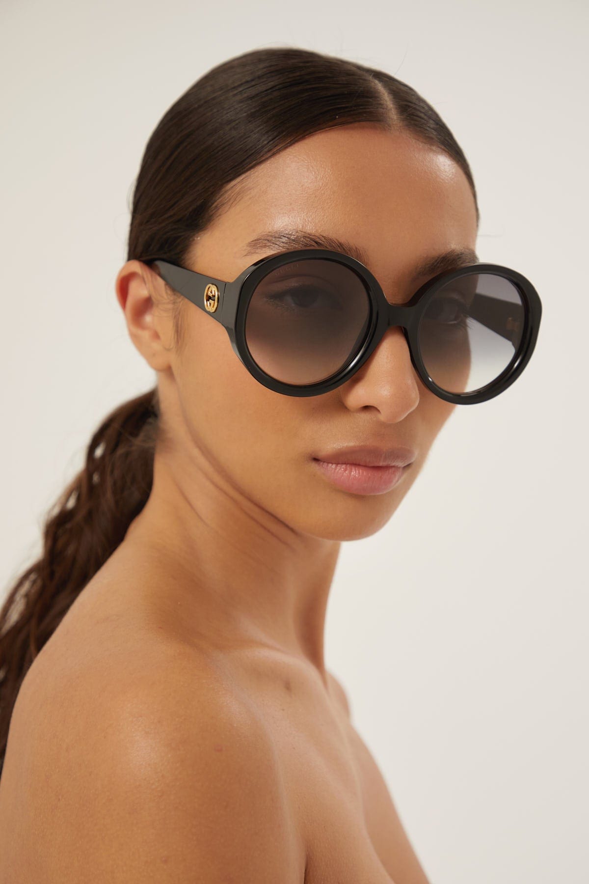Gucci GG1256s oversized round black GG sunglasses - Eyewear Club