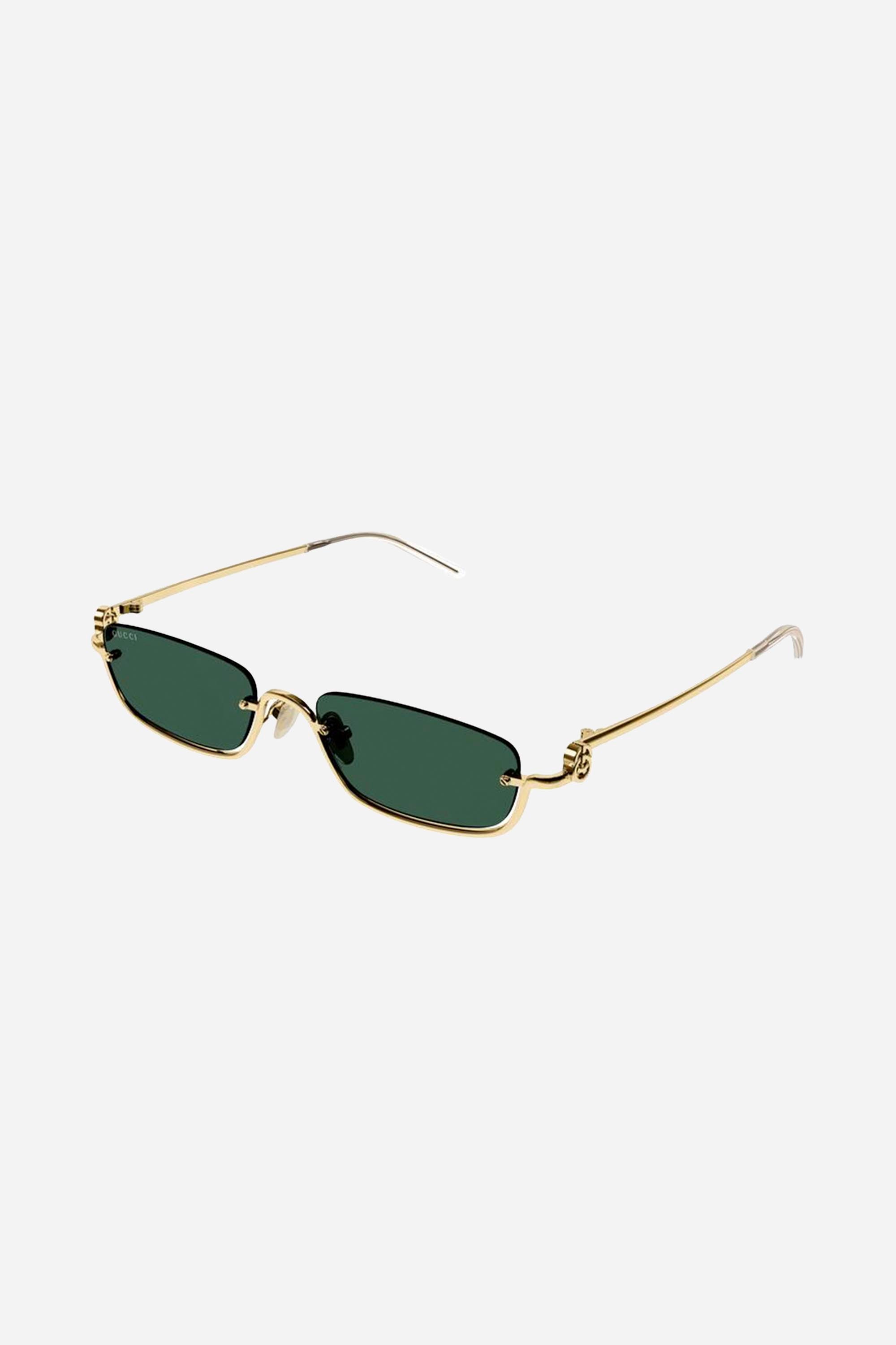 Gucci micro metal sunglasses featuring green lenses - Eyewear Club