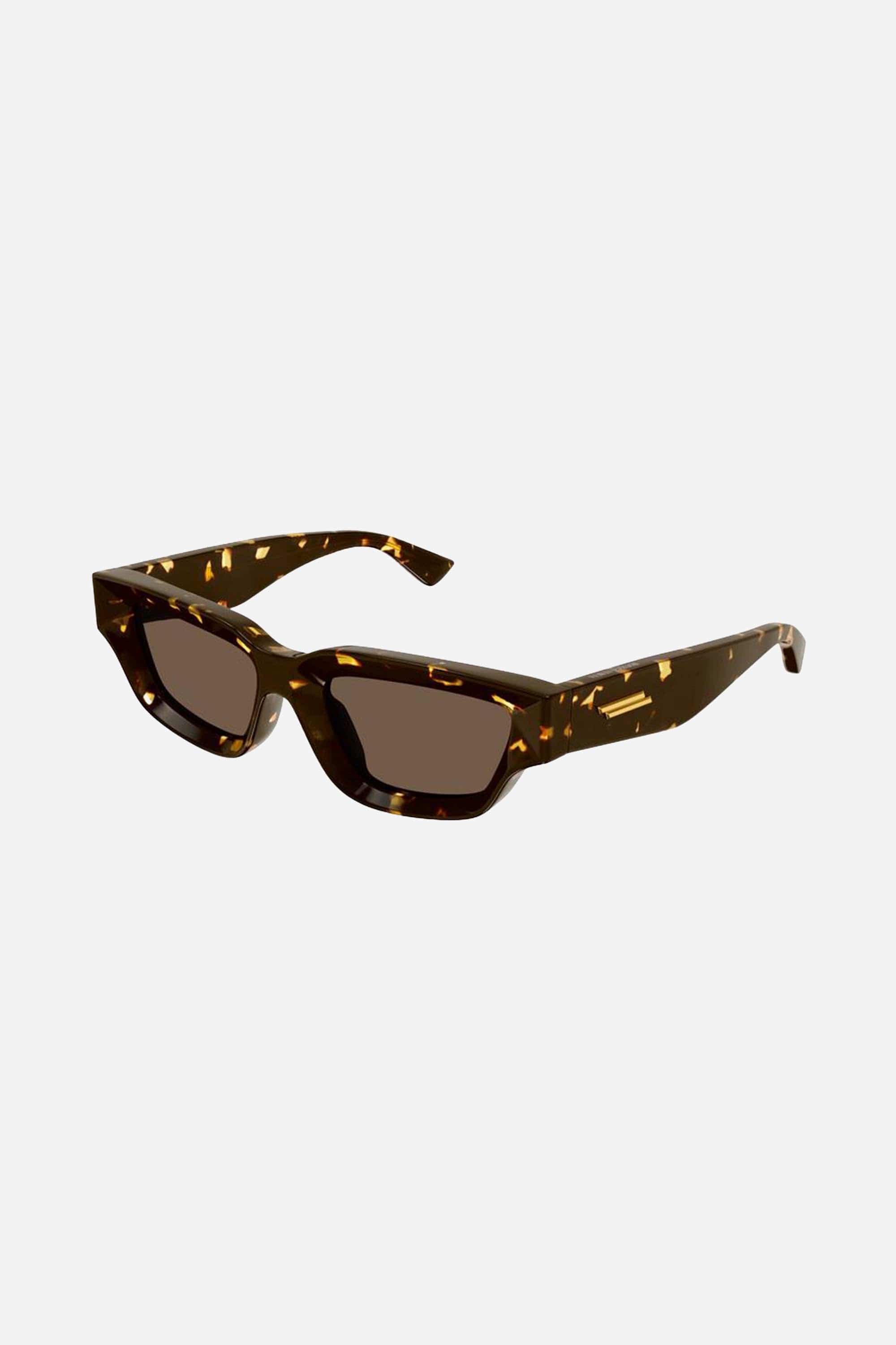 Bottega Veneta micro rectangular havana sunglasses - Eyewear Club