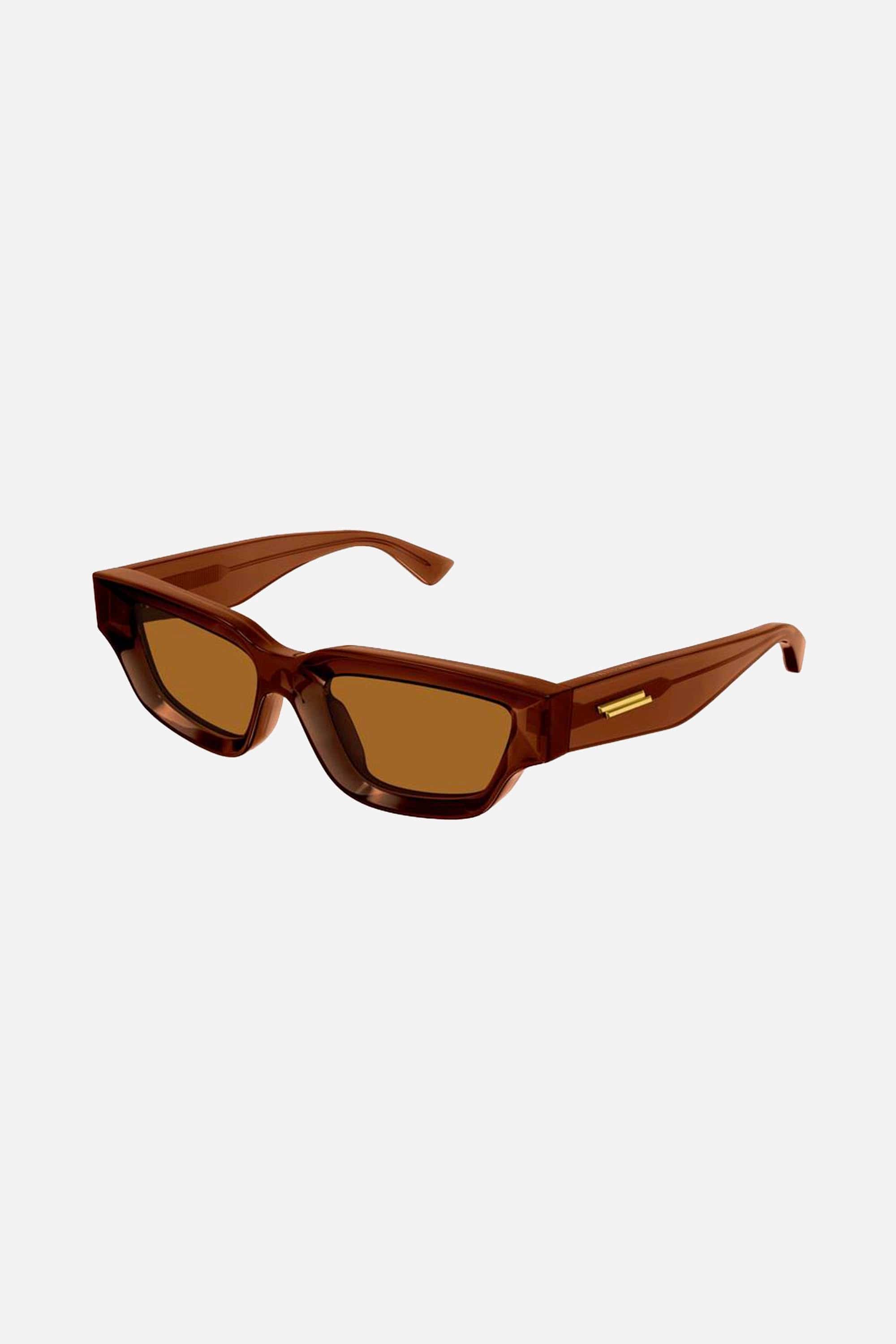Bottega Veneta micro rectangular orange sunglasses - Eyewear Club