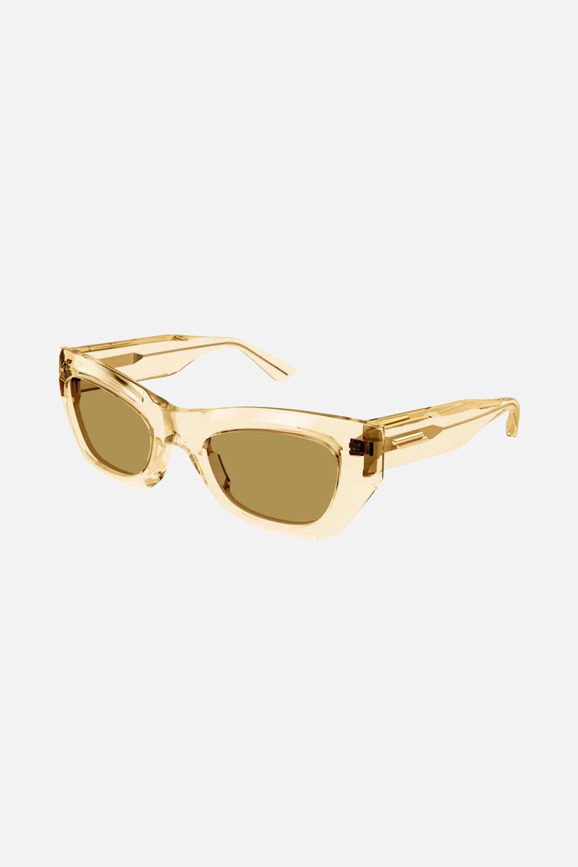 Bottega Veneta bold wrap yellow sunglasses - Eyewear Club