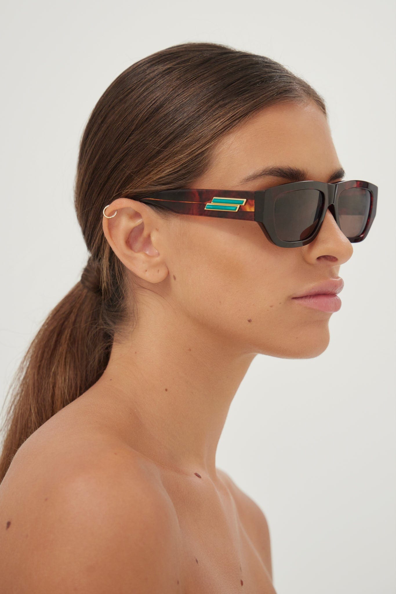Bottega Veneta rectangular havana sunglasses - Eyewear Club
