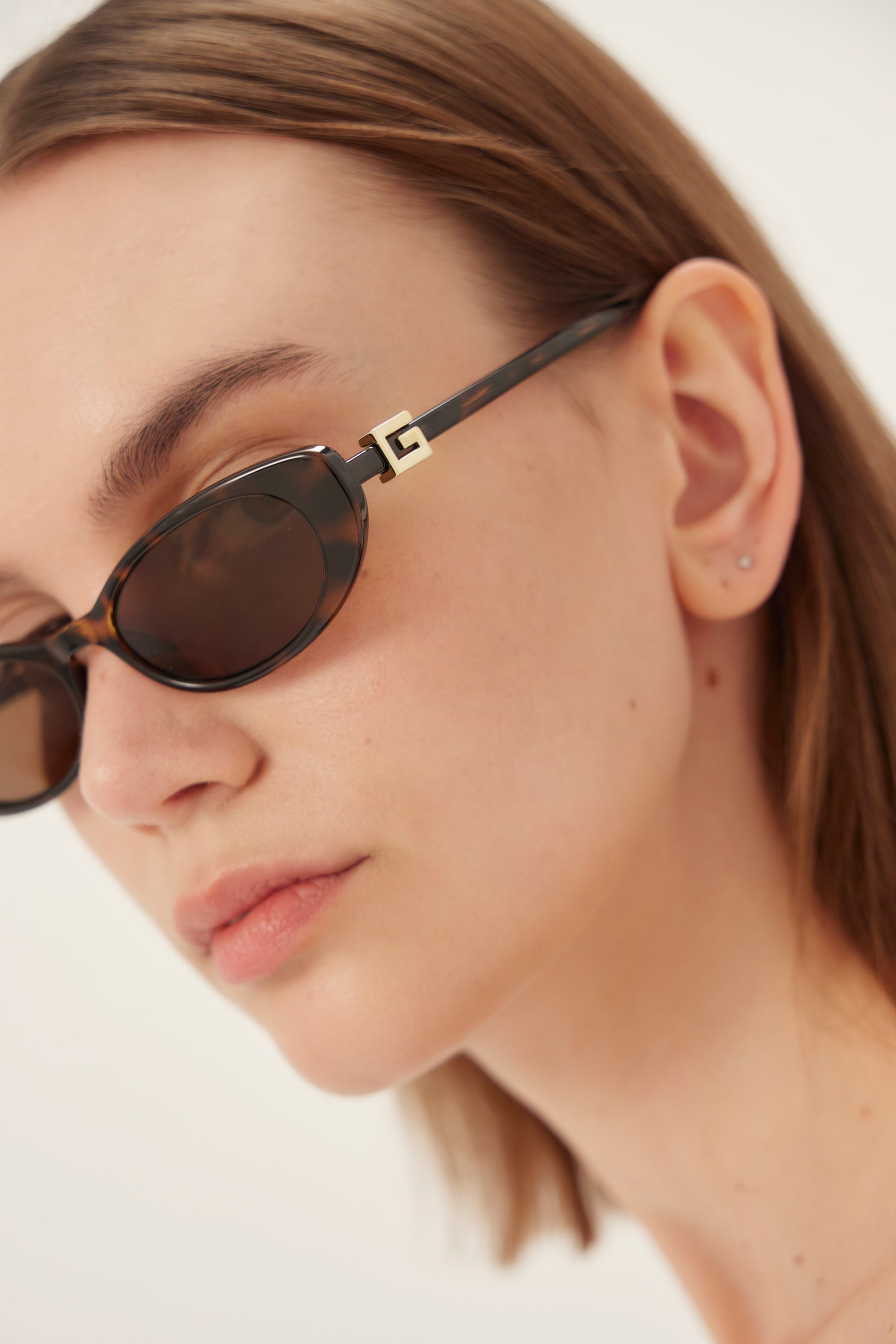 PRE ORDER - Oval cat-eye havana brown Gucci sunglasses with gold logo