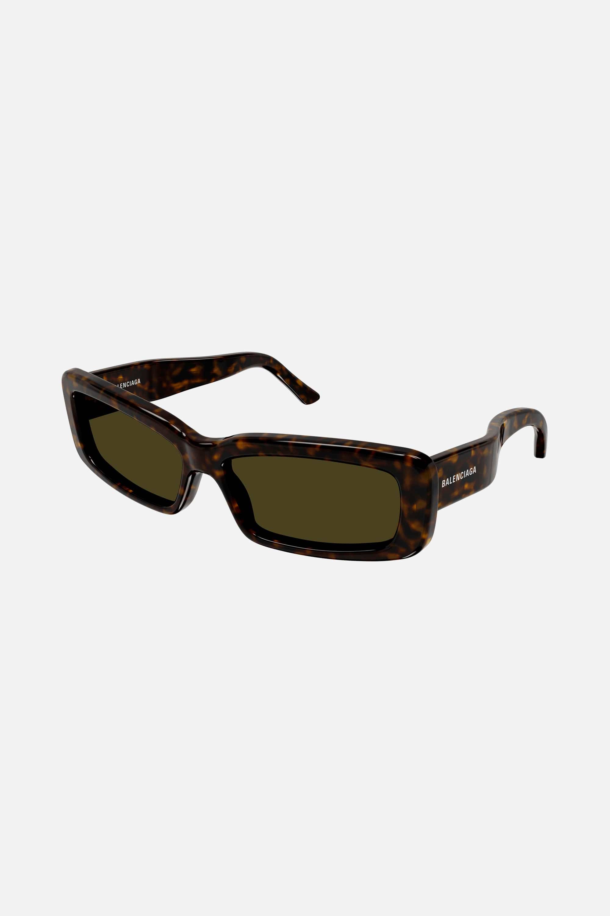 Balenciaga oversize rectangle sunglasses in havana - Eyewear Club