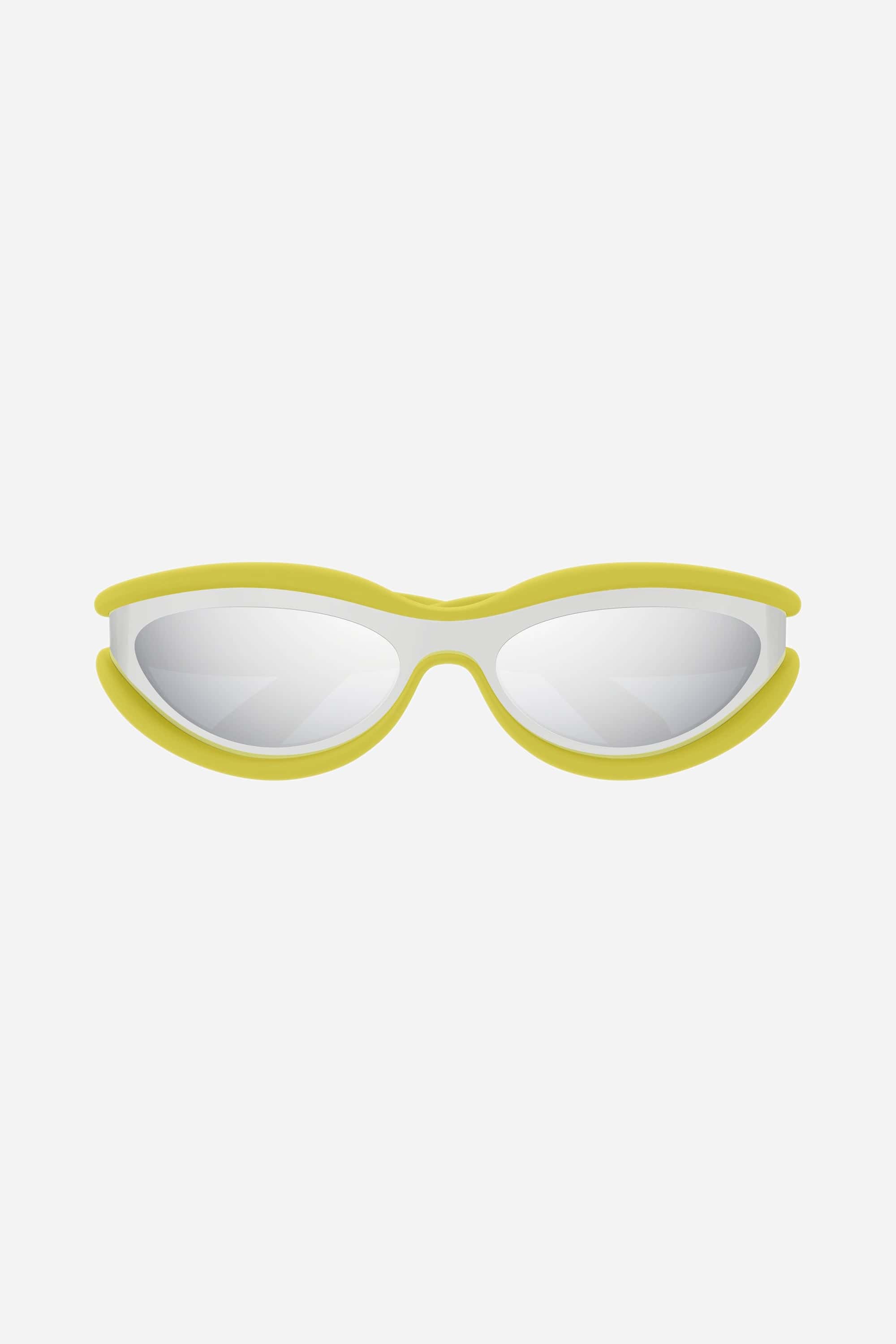 Bottega Veneta lime rubberized sunglasses - Eyewear Club
