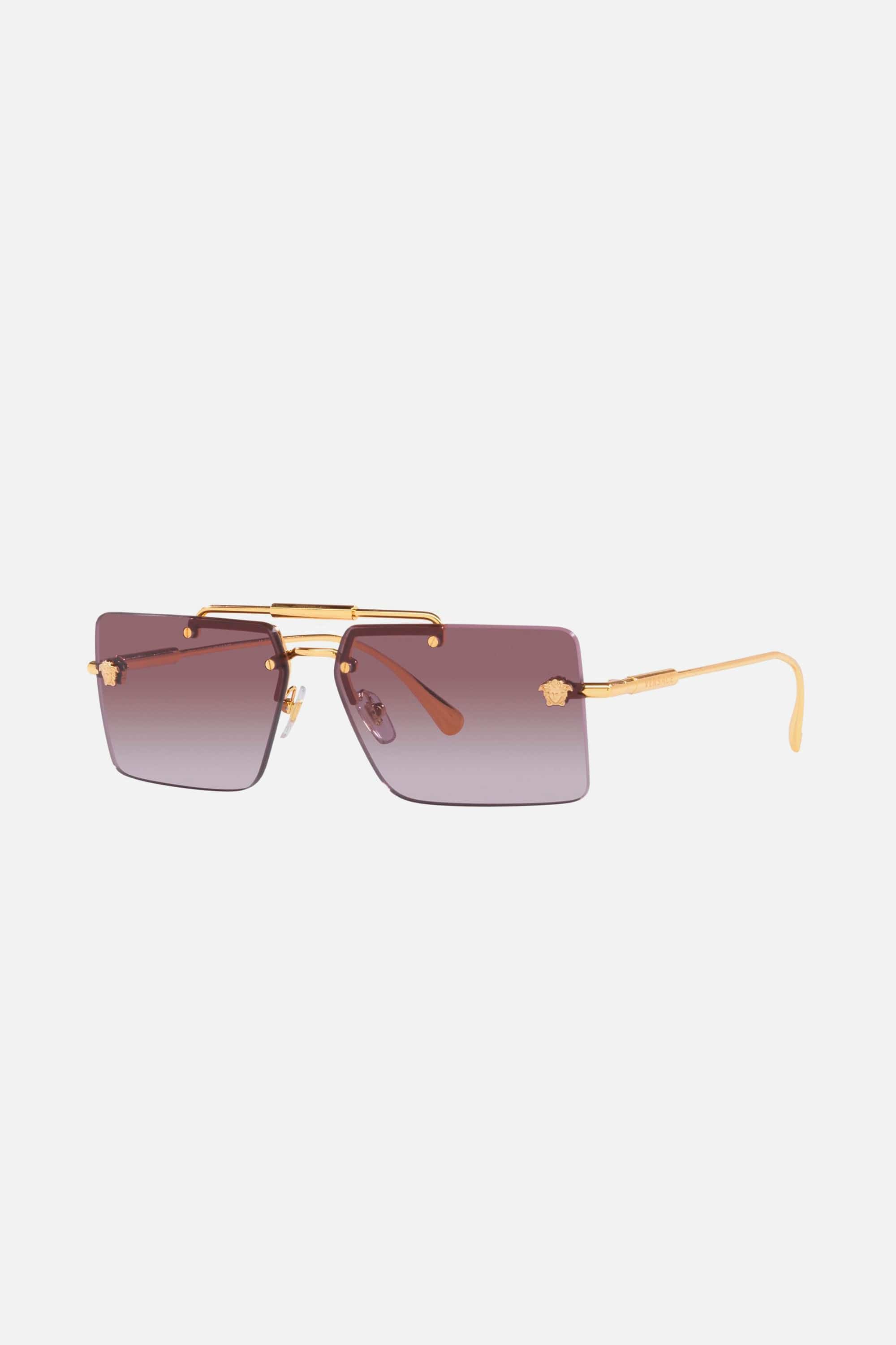 Versace gold pilot sunglasses with light purple mirror - Eyewear Club