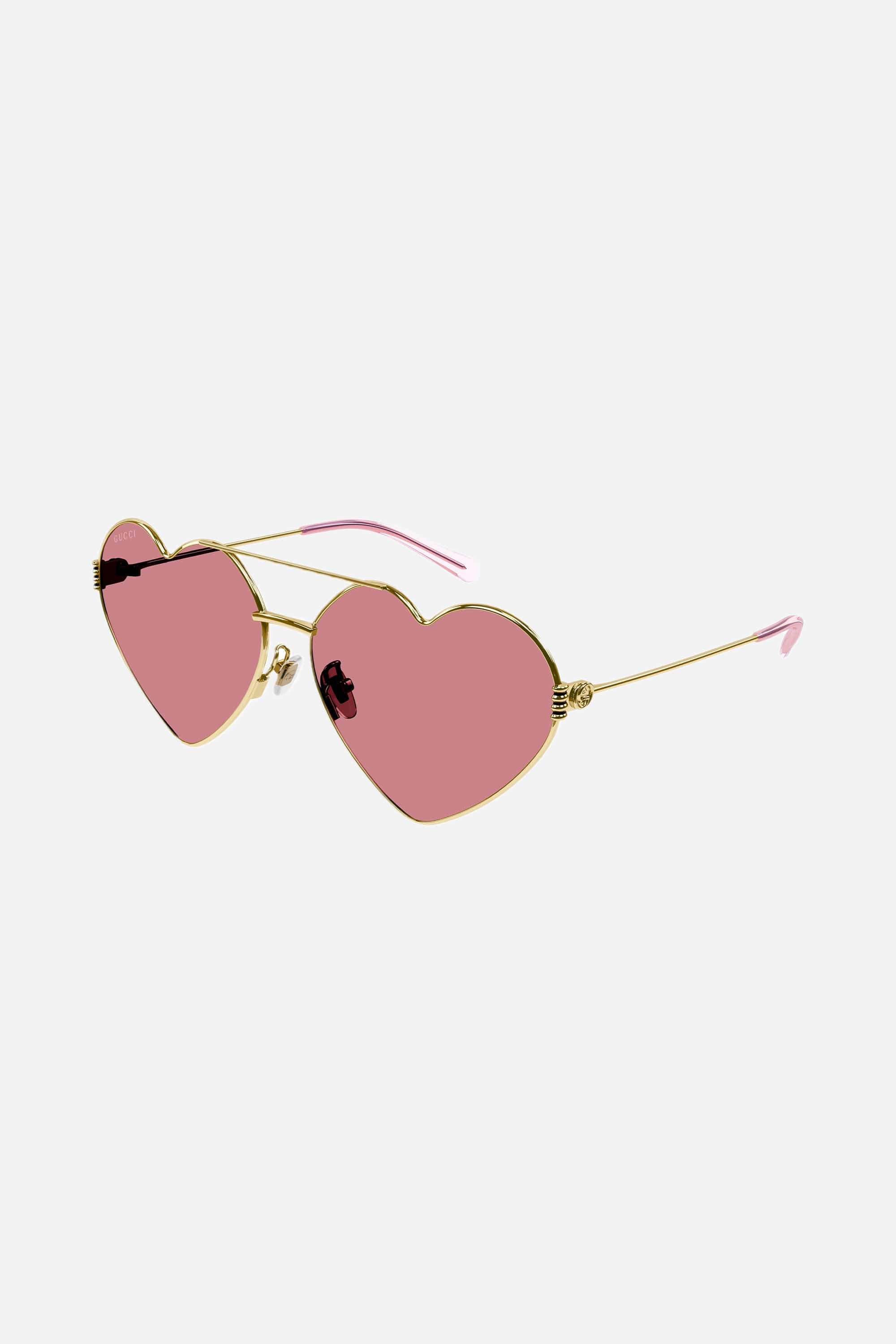 Gucci GG1283s metal heart shape sunglasses with pink lenses - Eyewear Club