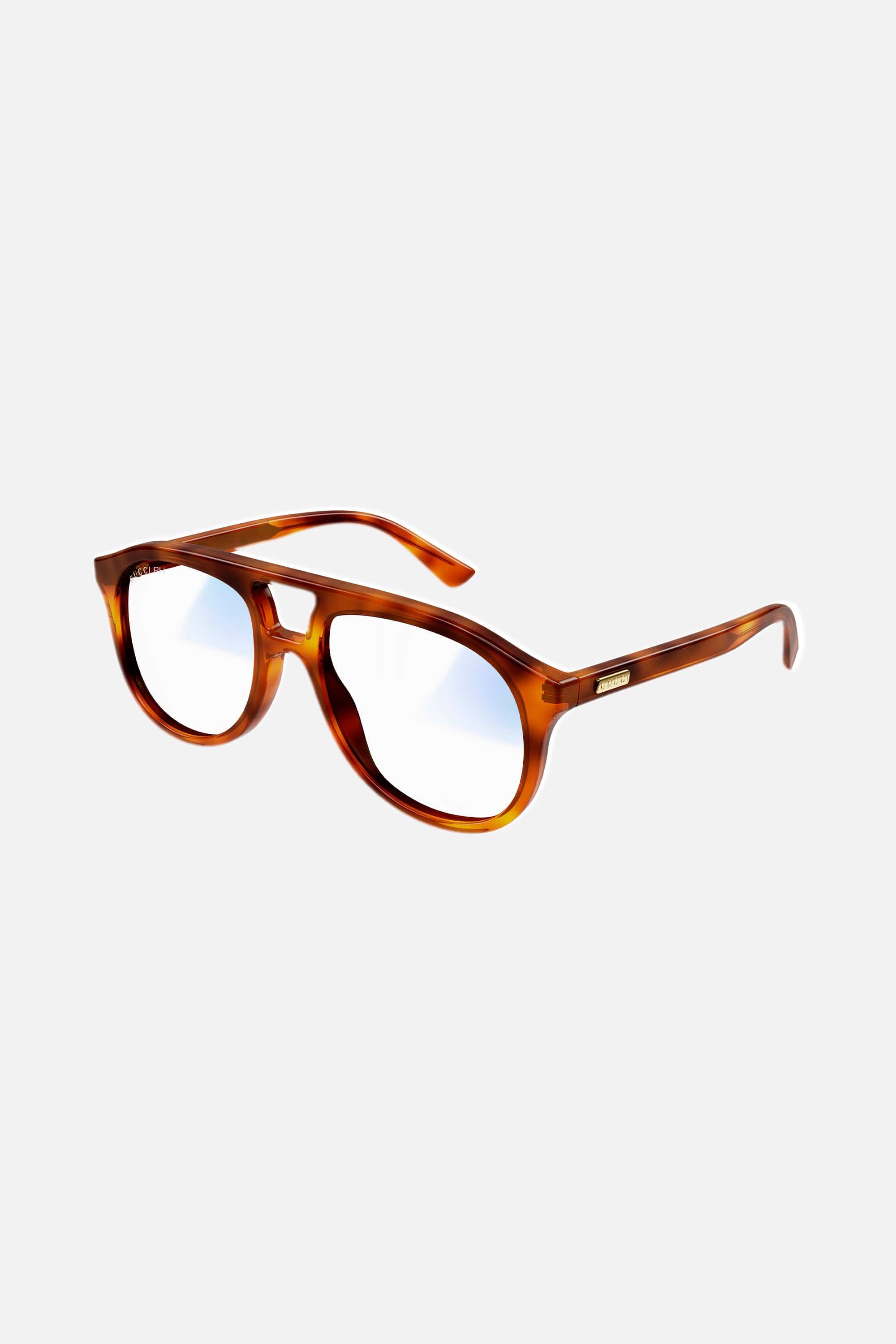 Gucci GG1320s pilot brown acetate blue light sunglasses - Eyewear Club