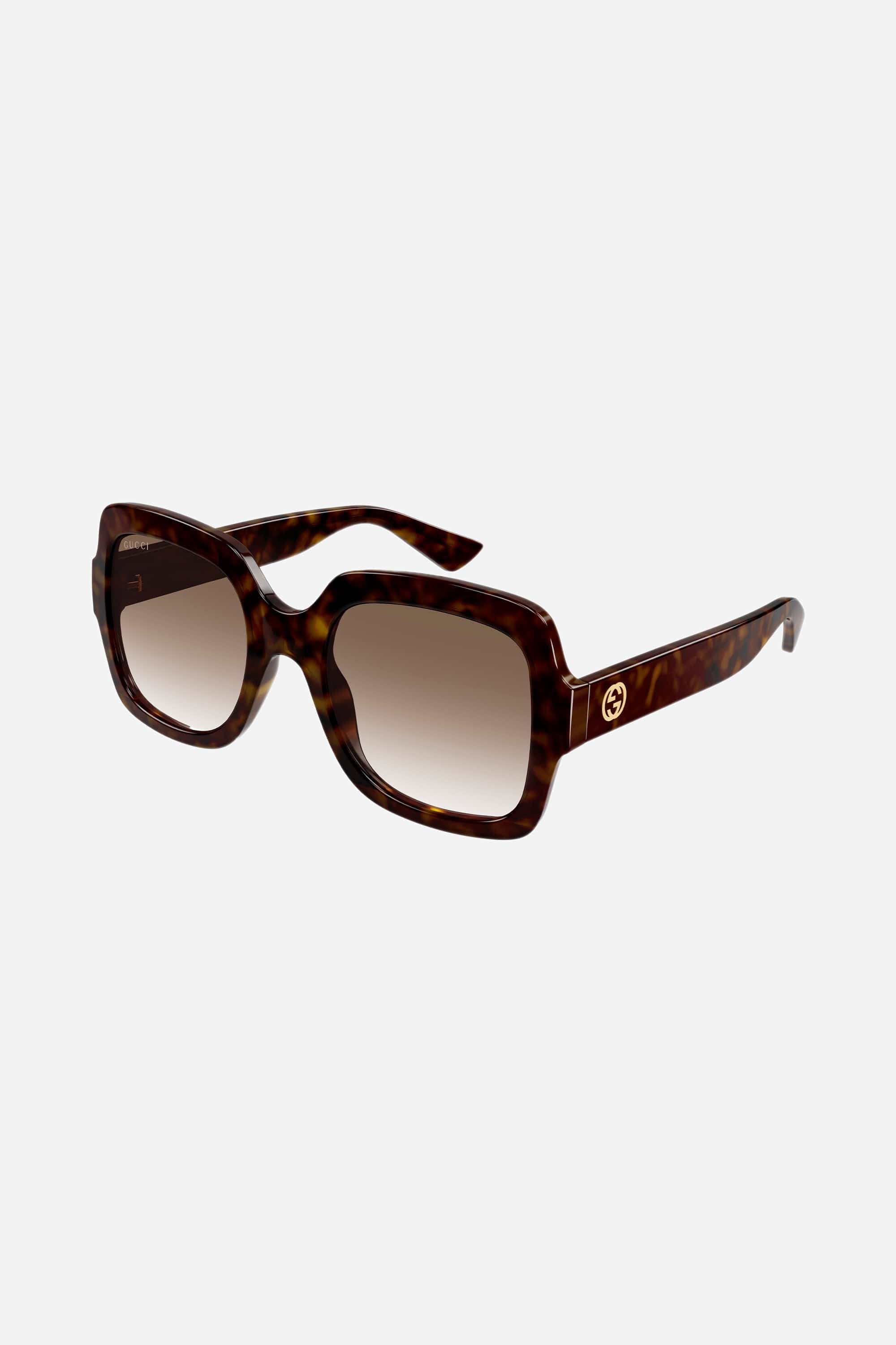 Gucci squared brown thin acetate sunglasses - Eyewear Club