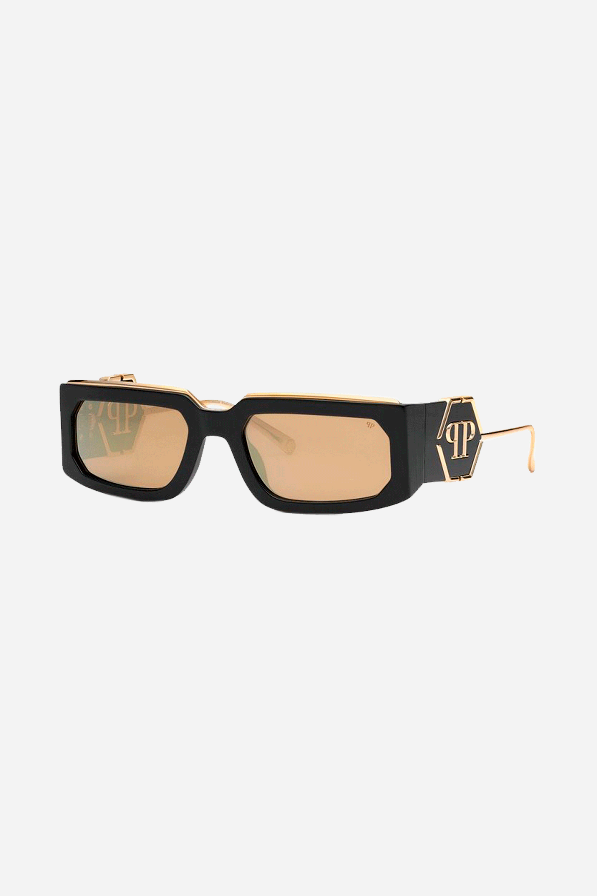 Philipp Plein rectangular black and gold sunglasses - Eyewear Club