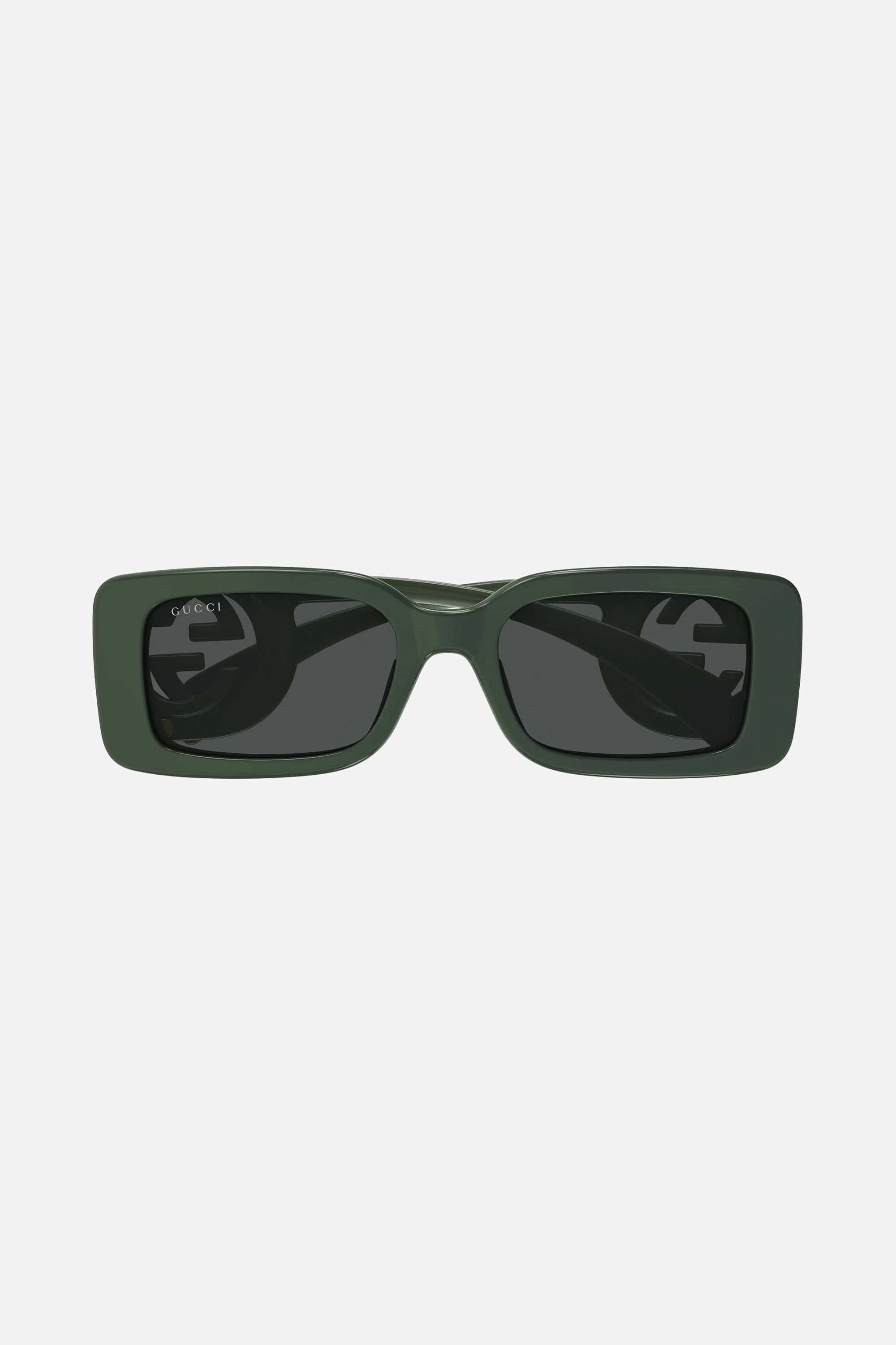 Gucci dark green bold rectangular sunglasses - Eyewear Club