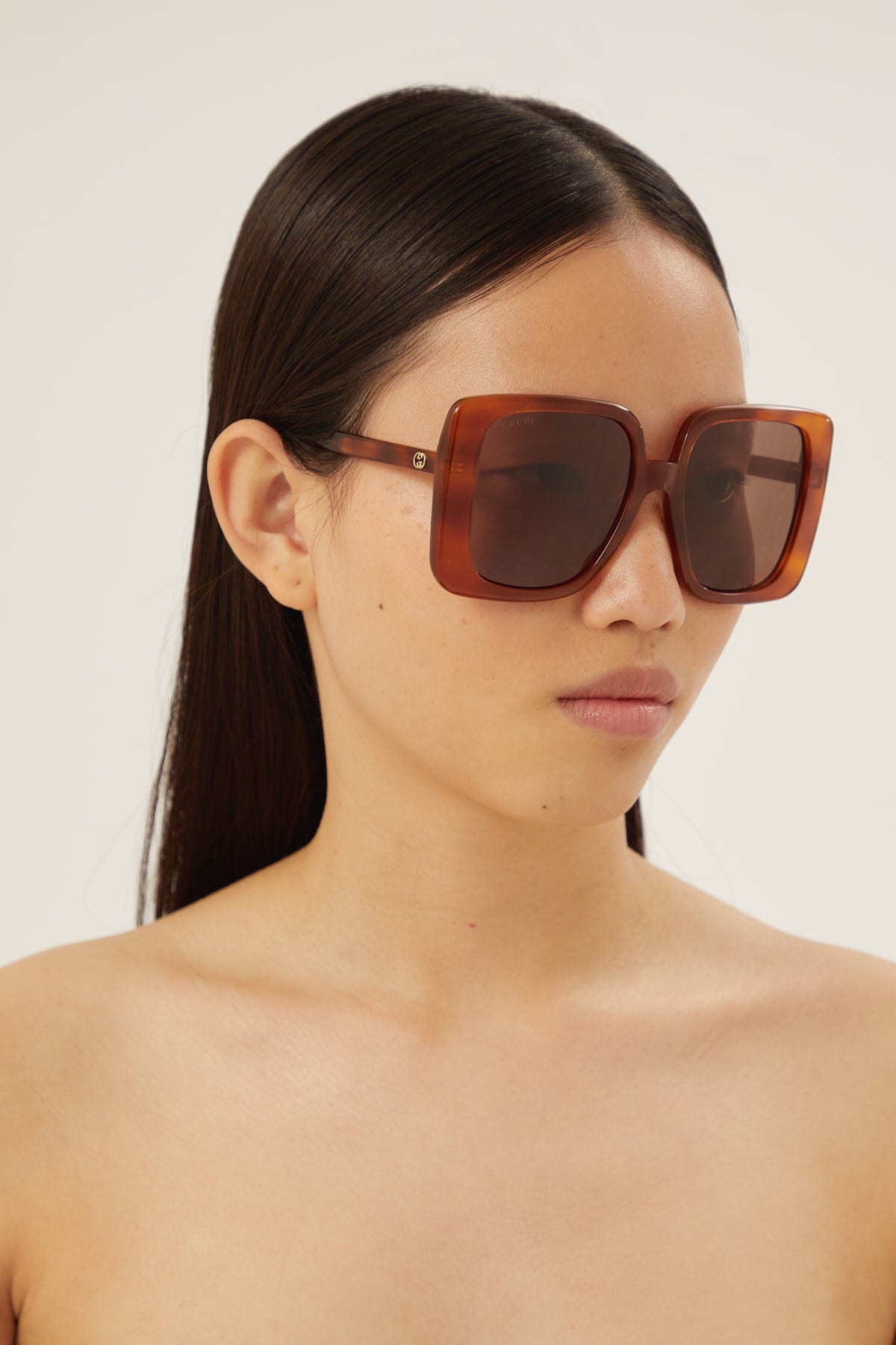 Gucci oversize square brown sunglasses - Eyewear Club