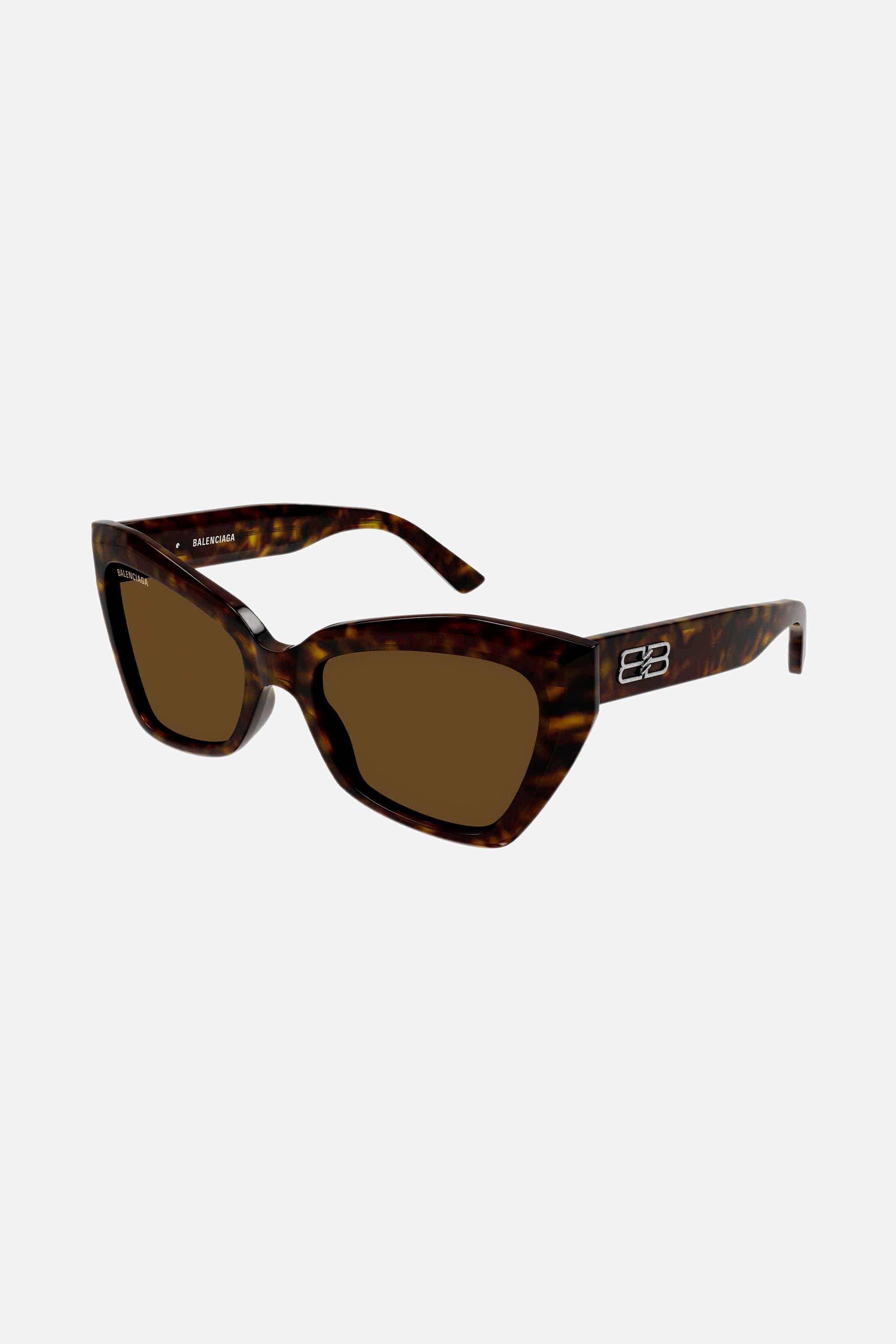 Balenciaga havana oversize cat-eye sunglasses with BB logo - Eyewear Club