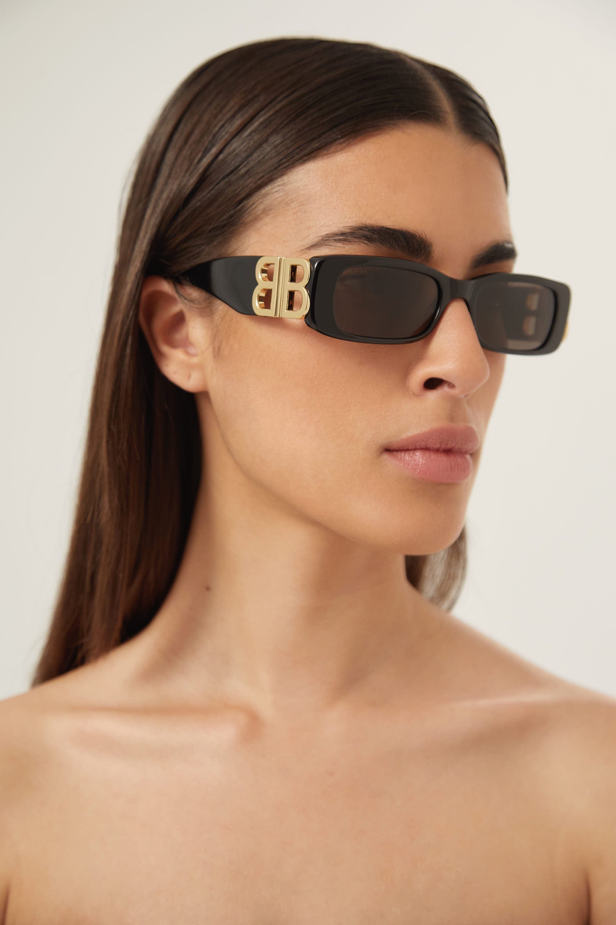BB0096s-001 Balenciaga Dynasty black sunglasses featuring BB gold logo - Eyewear Club