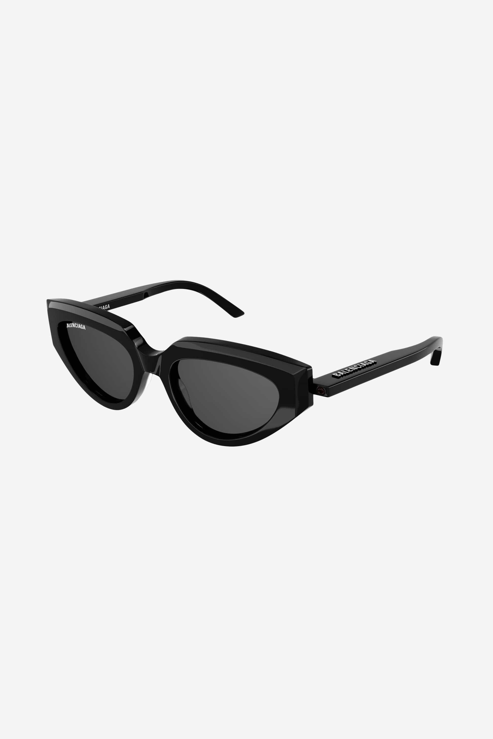 Balenciaga black cat eye sunglasses with white logo - Eyewear Club