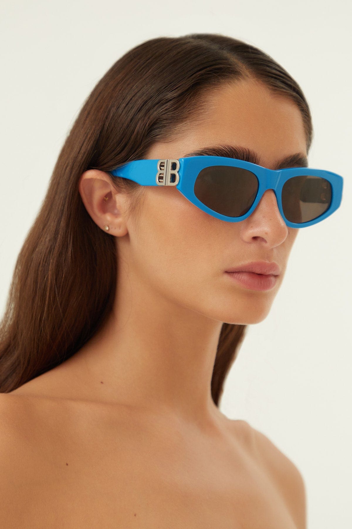Balenciaga blue and silver cat-eye BB sunglasses - Eyewear Club