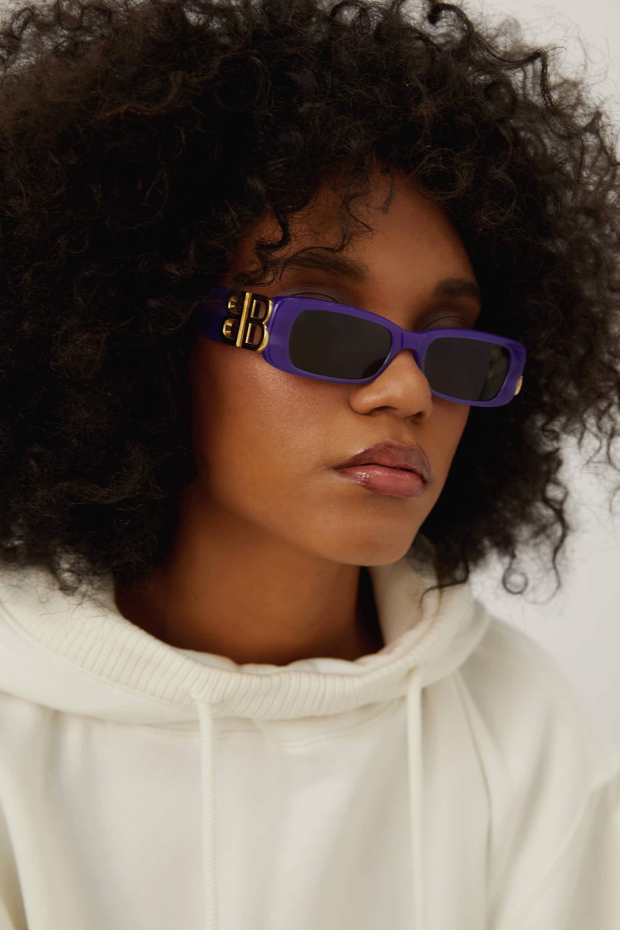Balenciaga micro violet sunglasses featuring BB logo - Eyewear Club