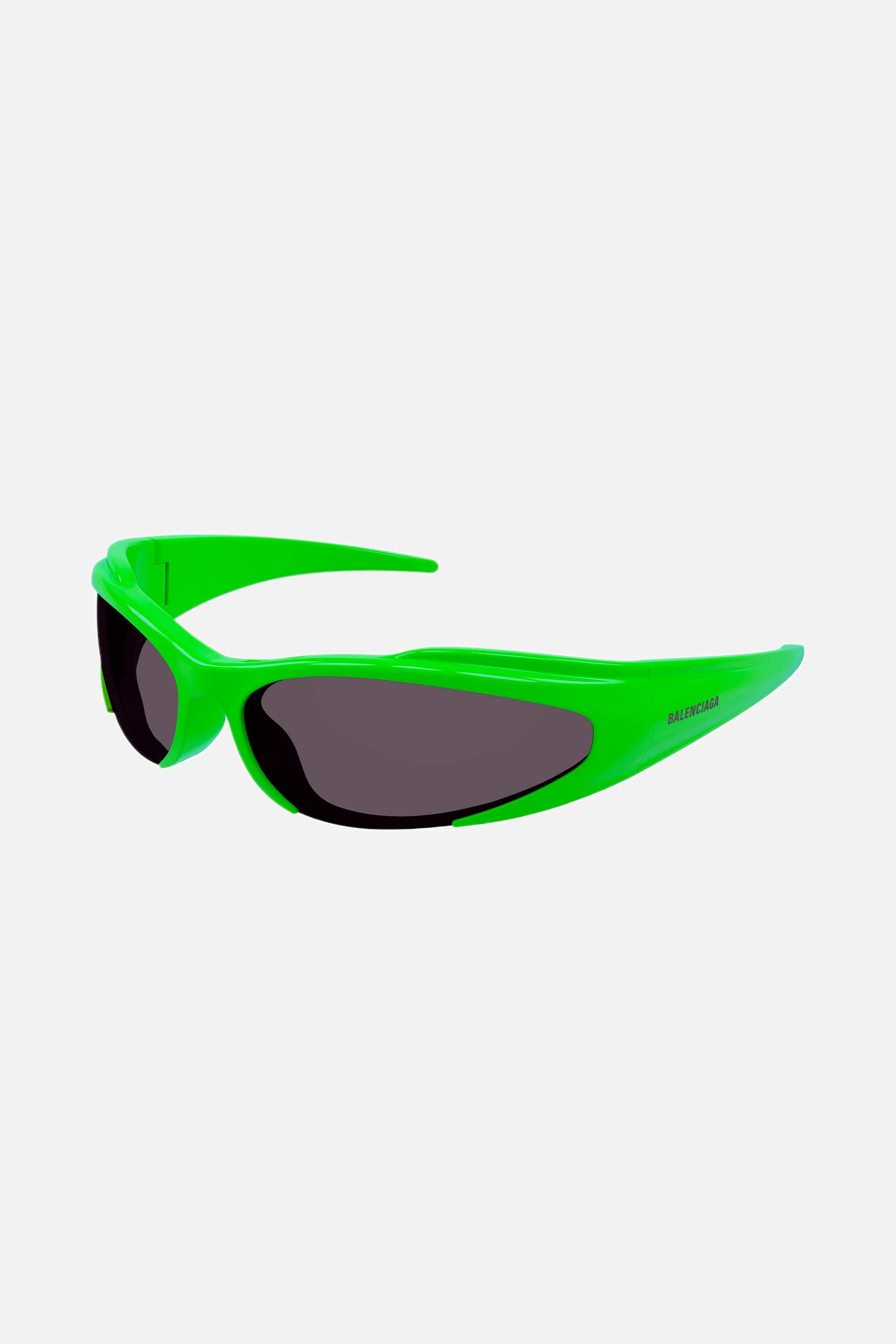 Balenciaga reverse Xpander wrap rectangle green sporty sunglasses - Eyewear Club