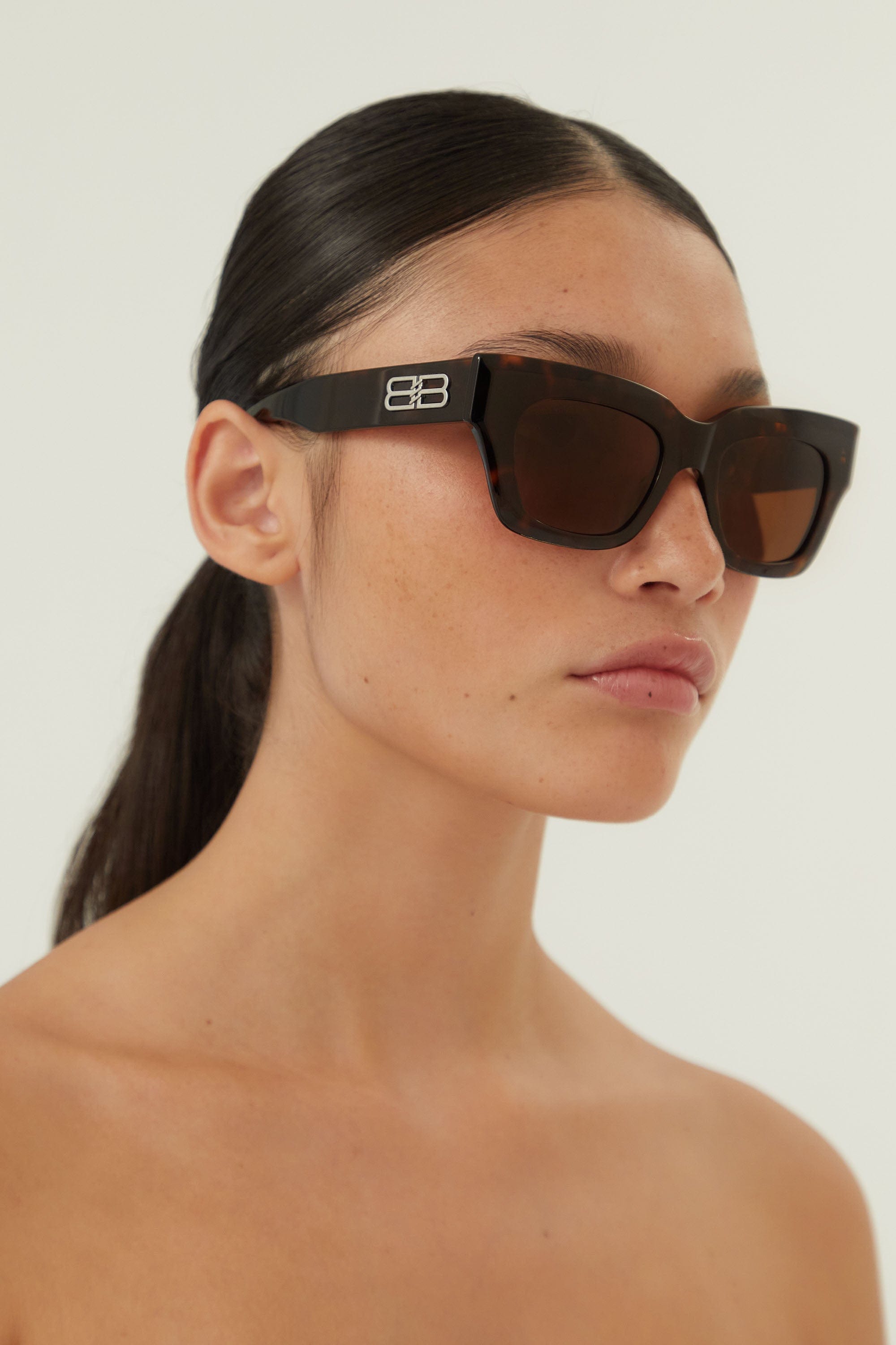 Balenciaga squared femenine havana sunglasses - Eyewear Club