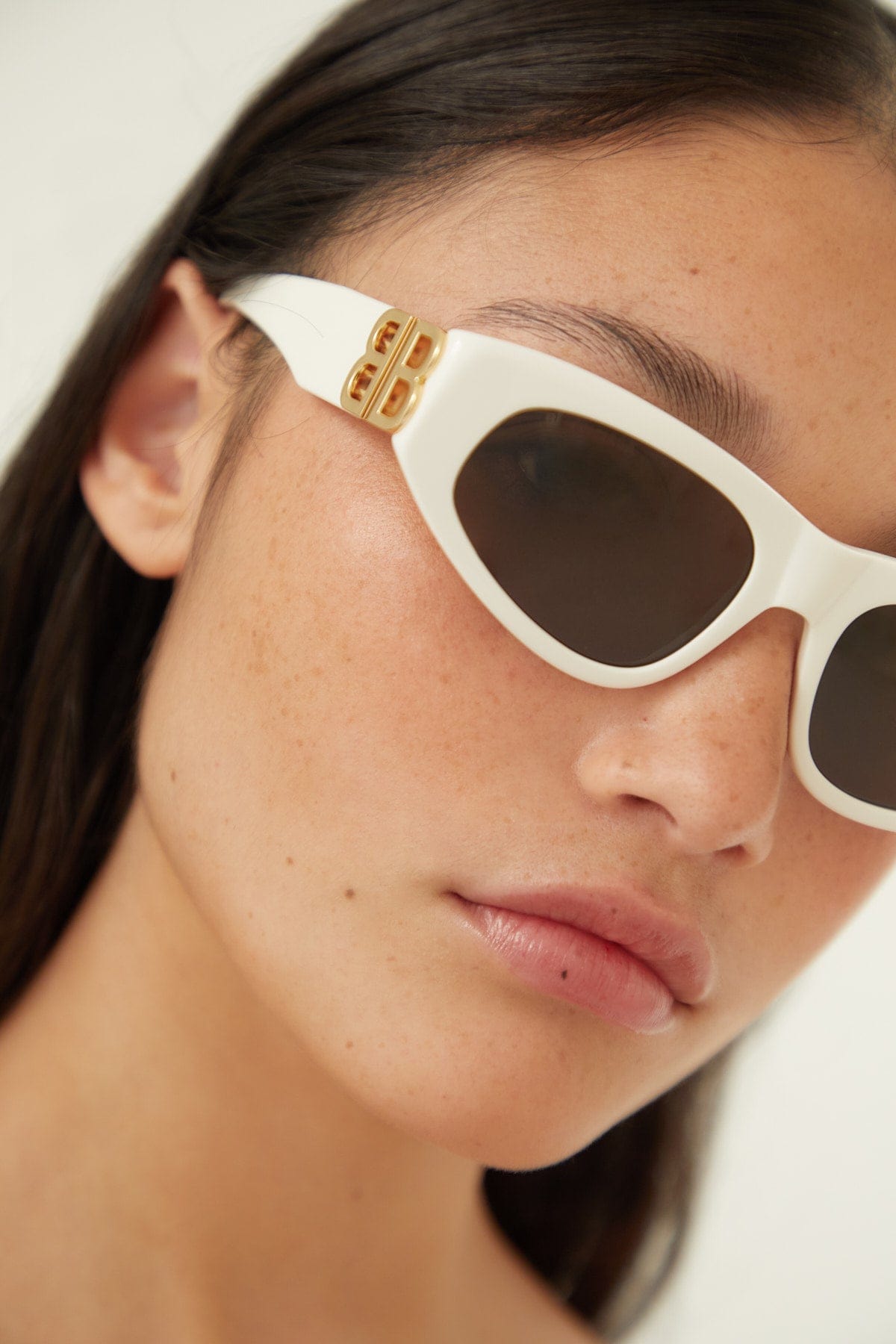 Balenciaga white and gold cat-eye BB sunglasses - Eyewear Club