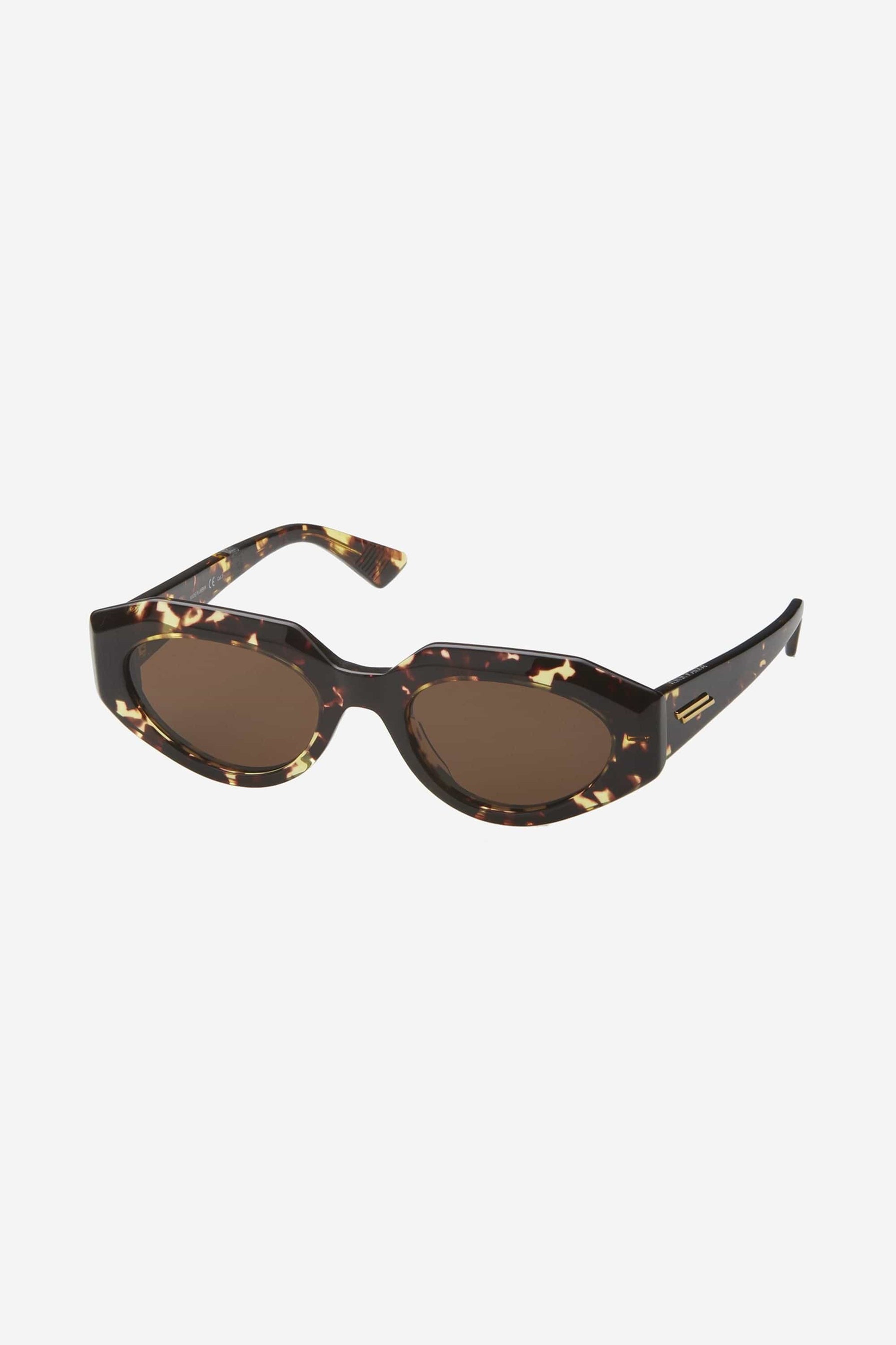 Bottega Veneta bold oval femenine havana sunglasses - Eyewear Club