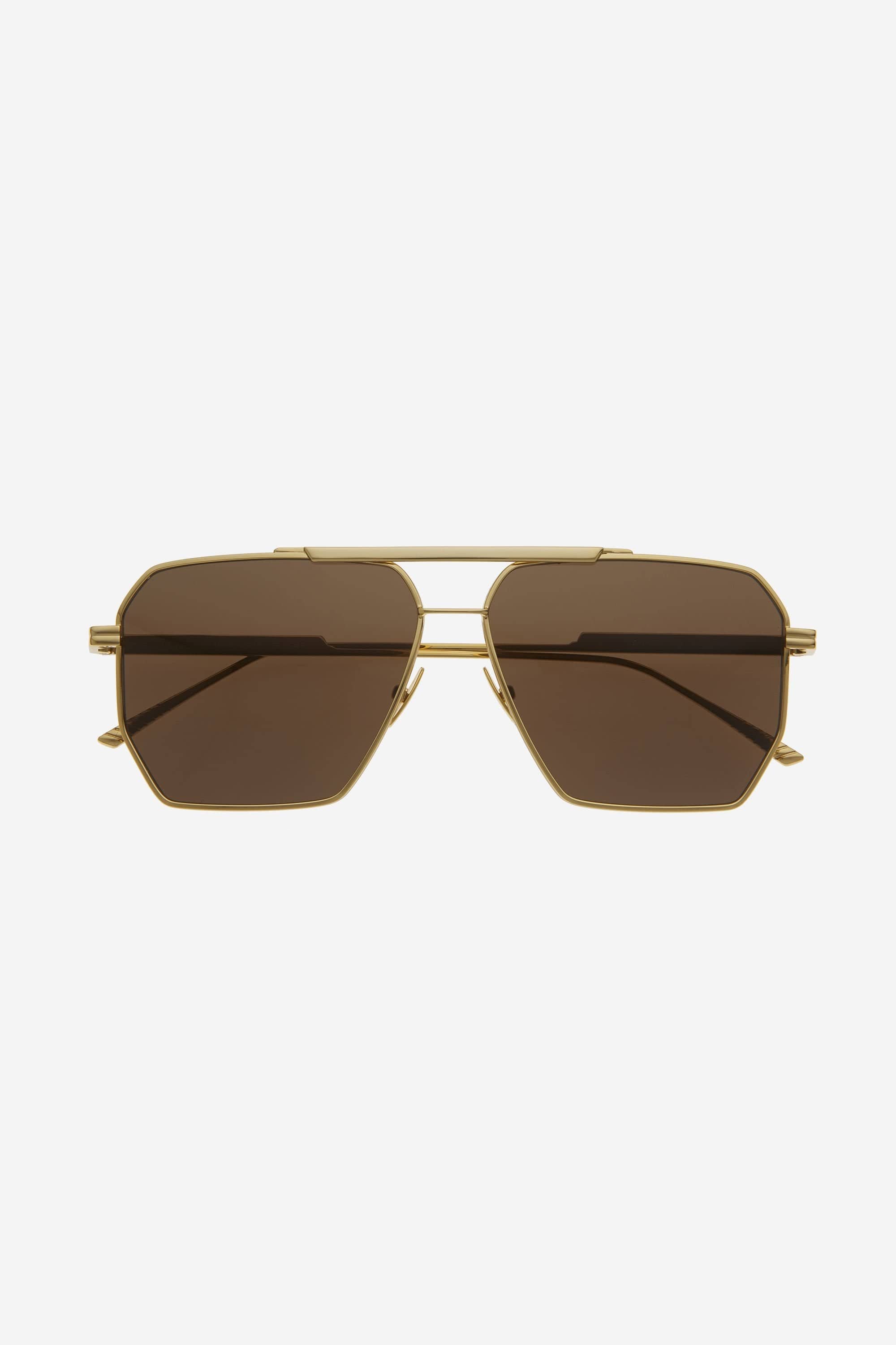 Bottega Veneta caravan gold and brown sunglasses - Eyewear Club