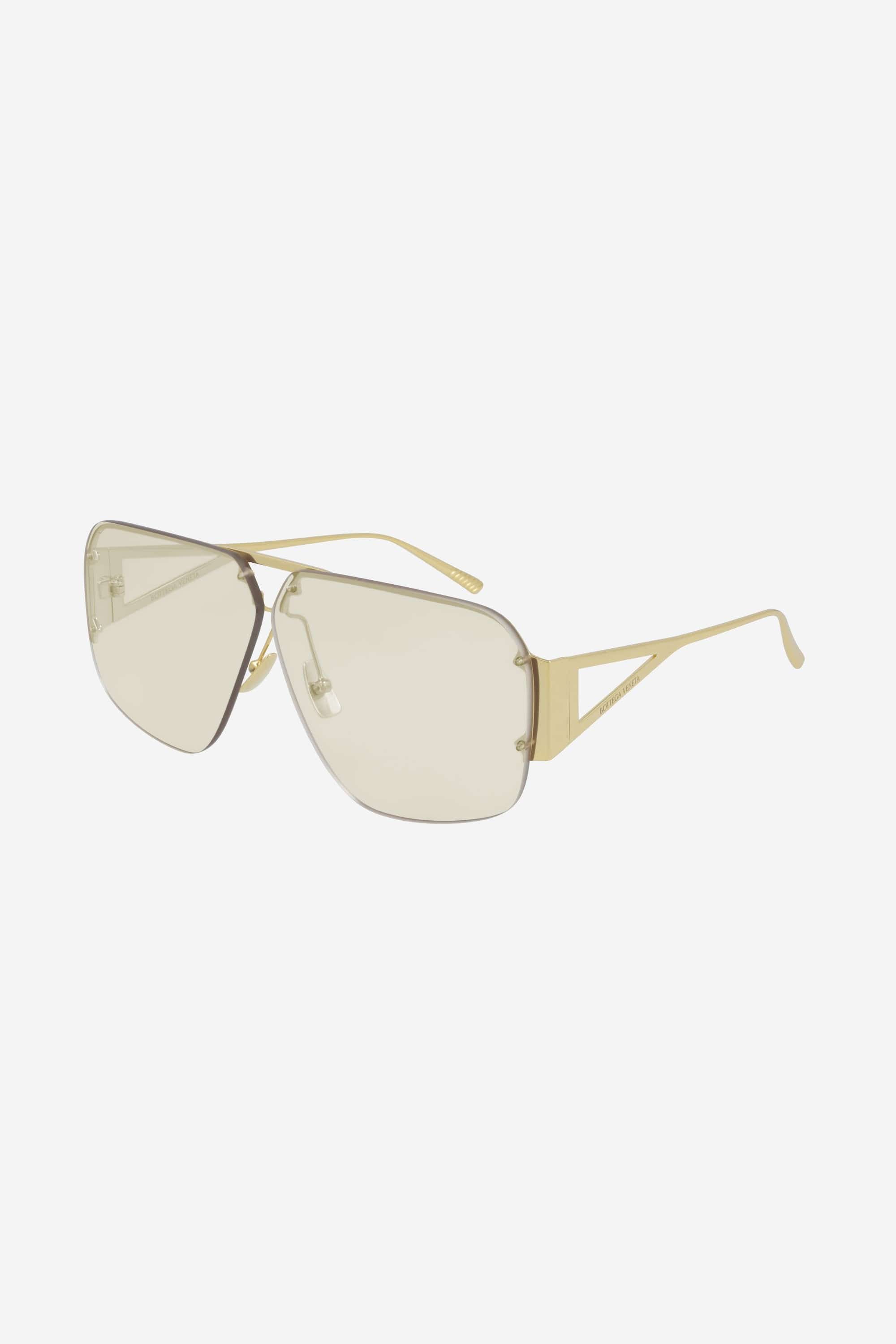 Bottega Veneta geometric caravan gold shades - Eyewear Club