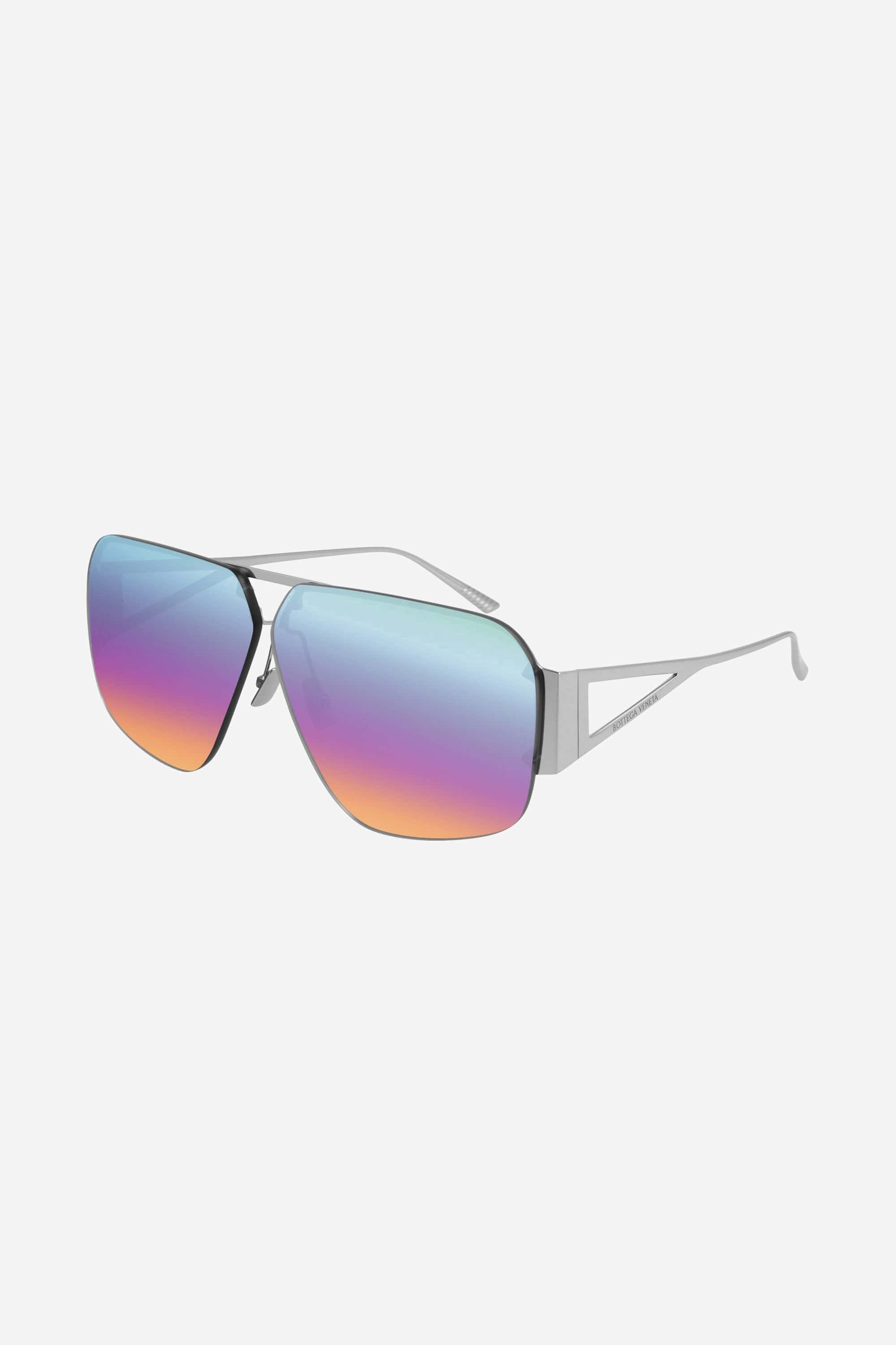 Bottega Veneta geometric caravan silver multicolor sunglasses - Eyewear Club