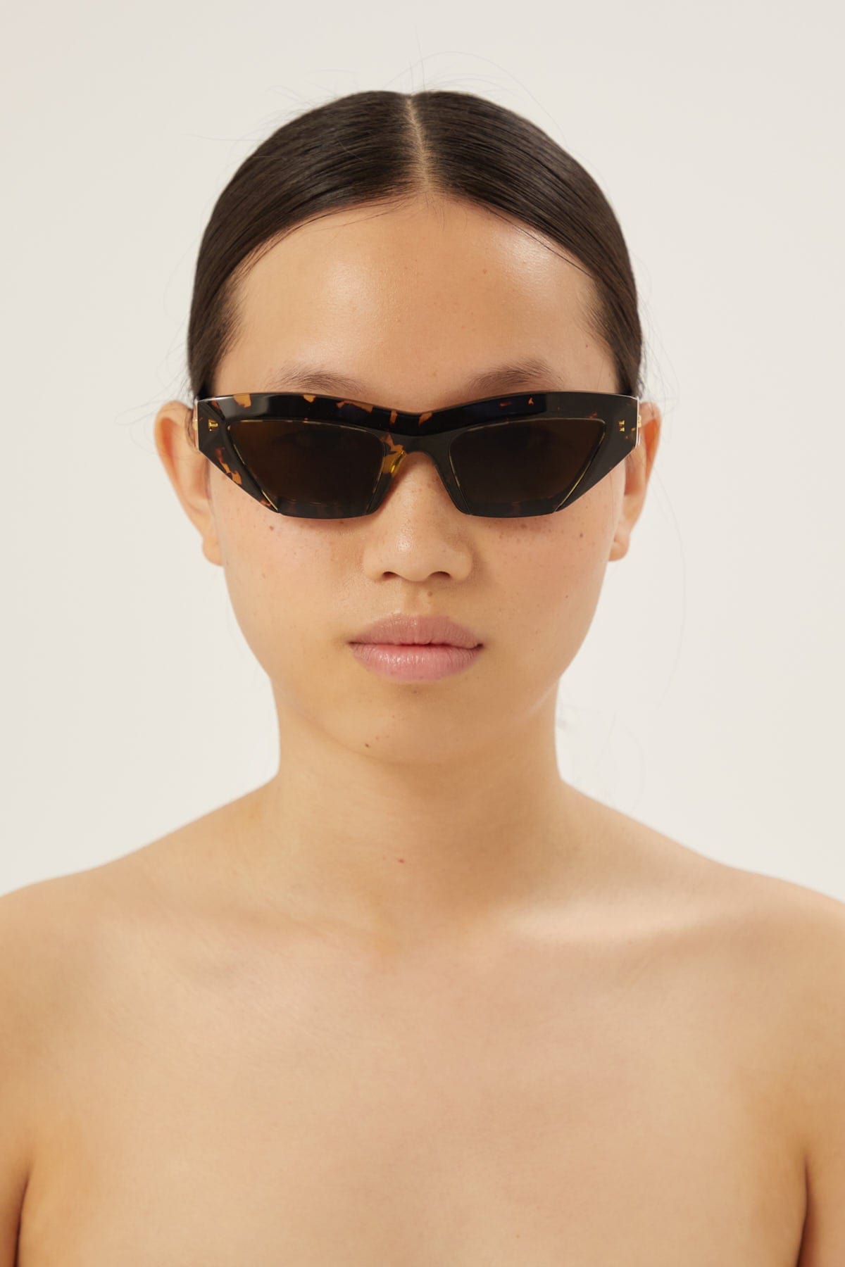 Bottega Veneta havana micro cat eye sunglasses - Eyewear Club