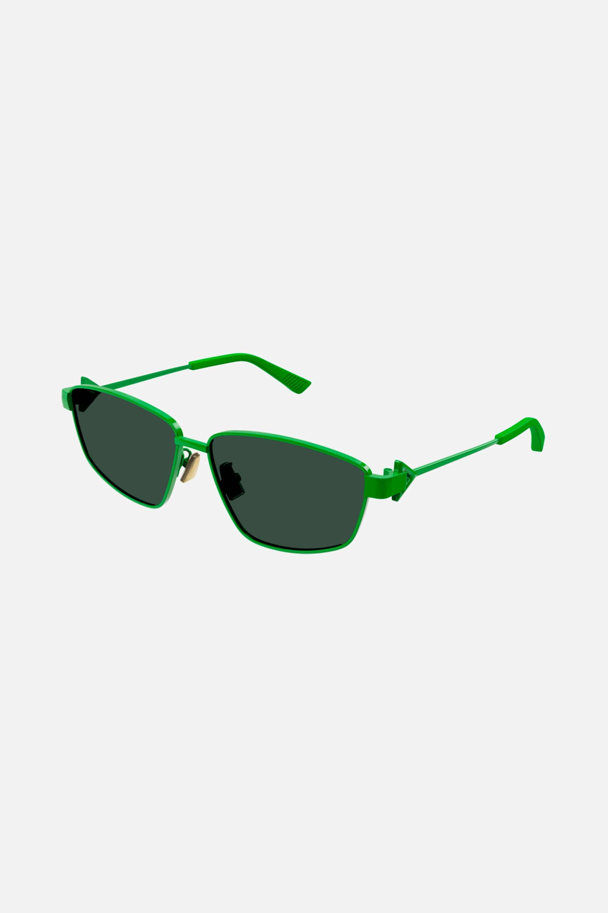Bottega Veneta rectangular metal green sunglasses - Eyewear Club