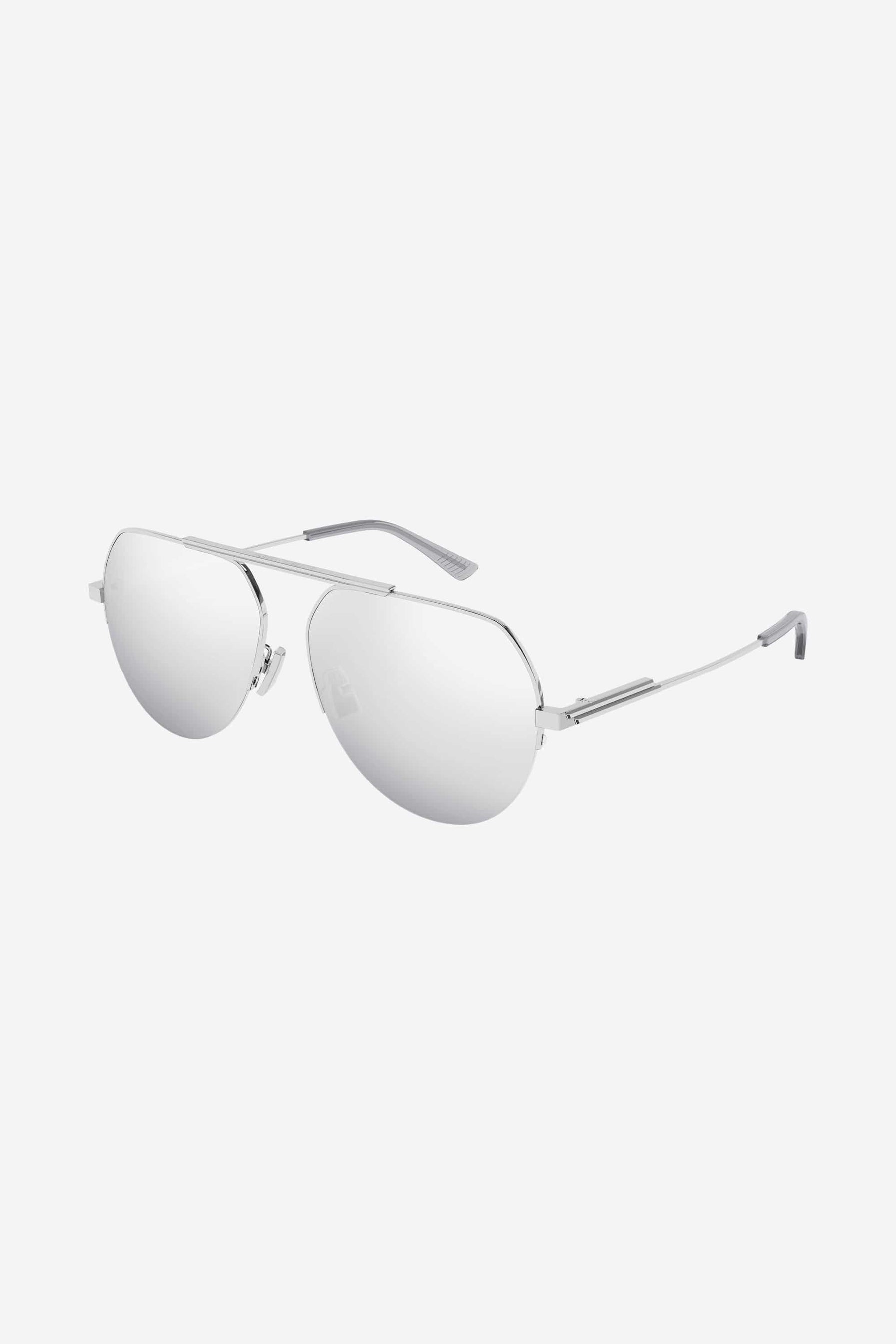 Bottega Veneta silver pilot style sunglasses - Eyewear Club
