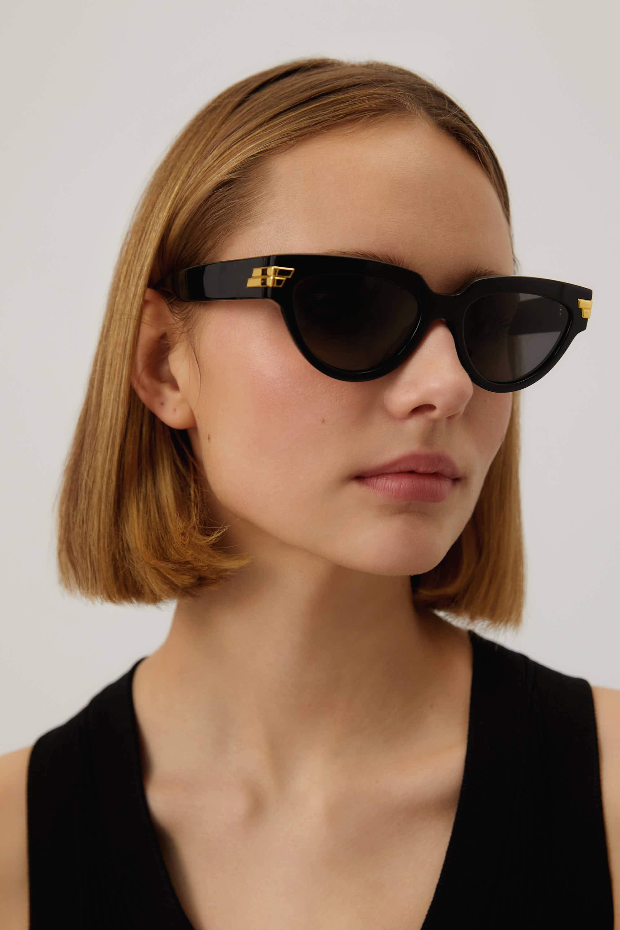 Bottega Veneta soft cat-eye black sunglasses - Eyewear Club