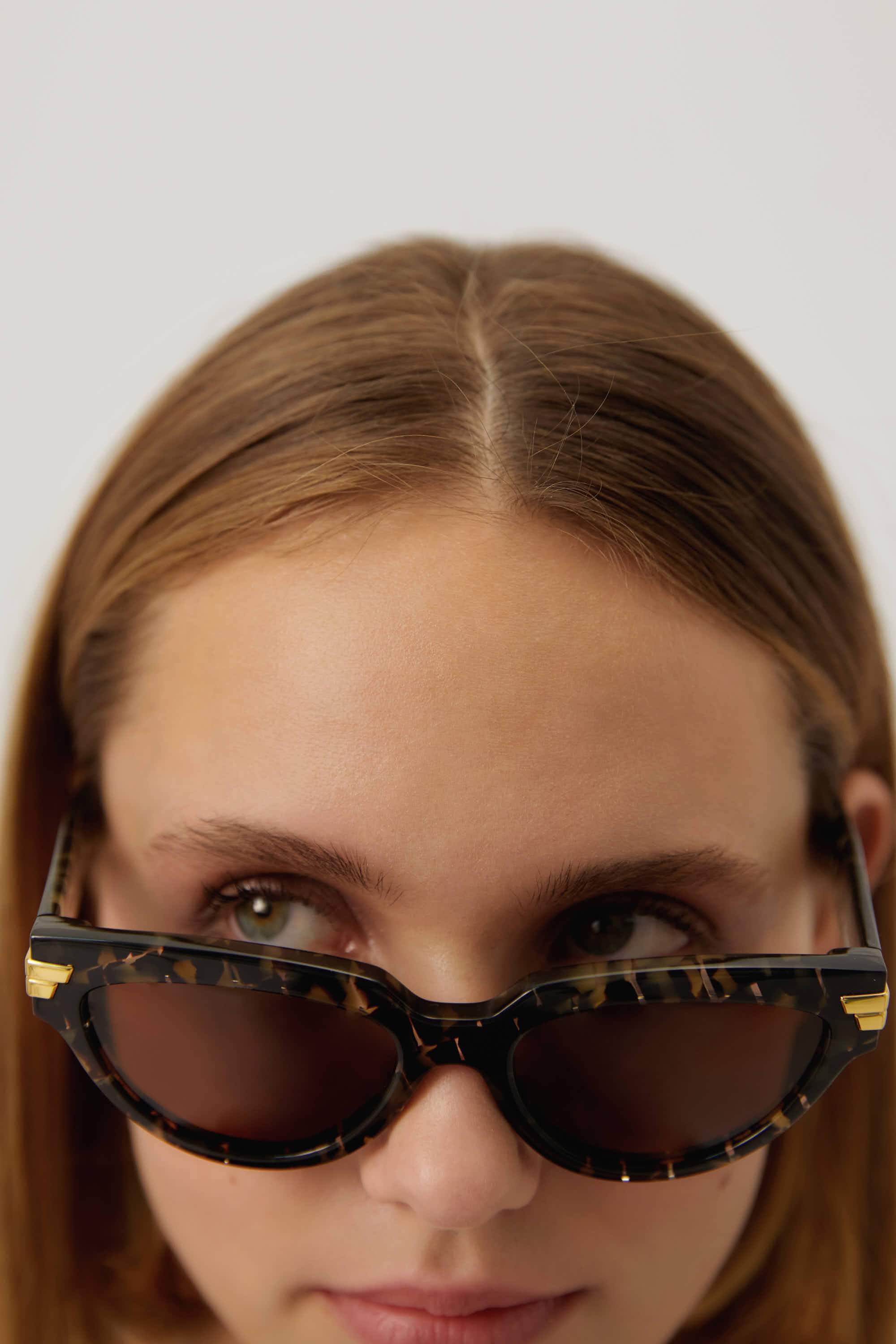Bottega Veneta soft cat-eye havana sunglasses - Eyewear Club