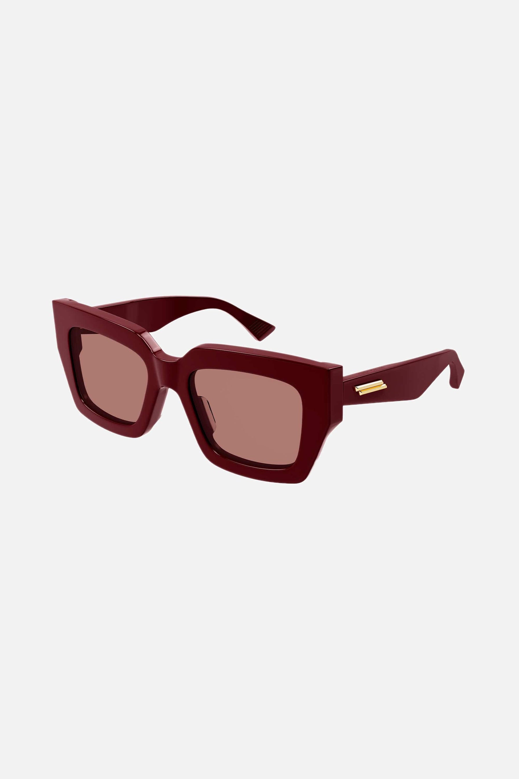 Bottega Veneta squared bold burgundy sunglasses - Eyewear Club