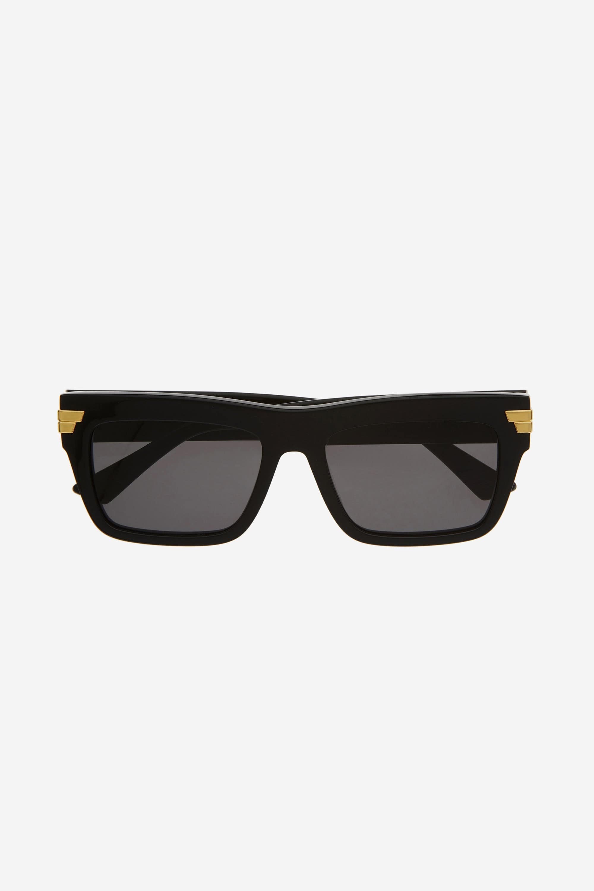 Bottega Veneta UNISEX squared bold black acetate sunglasses - Eyewear Club