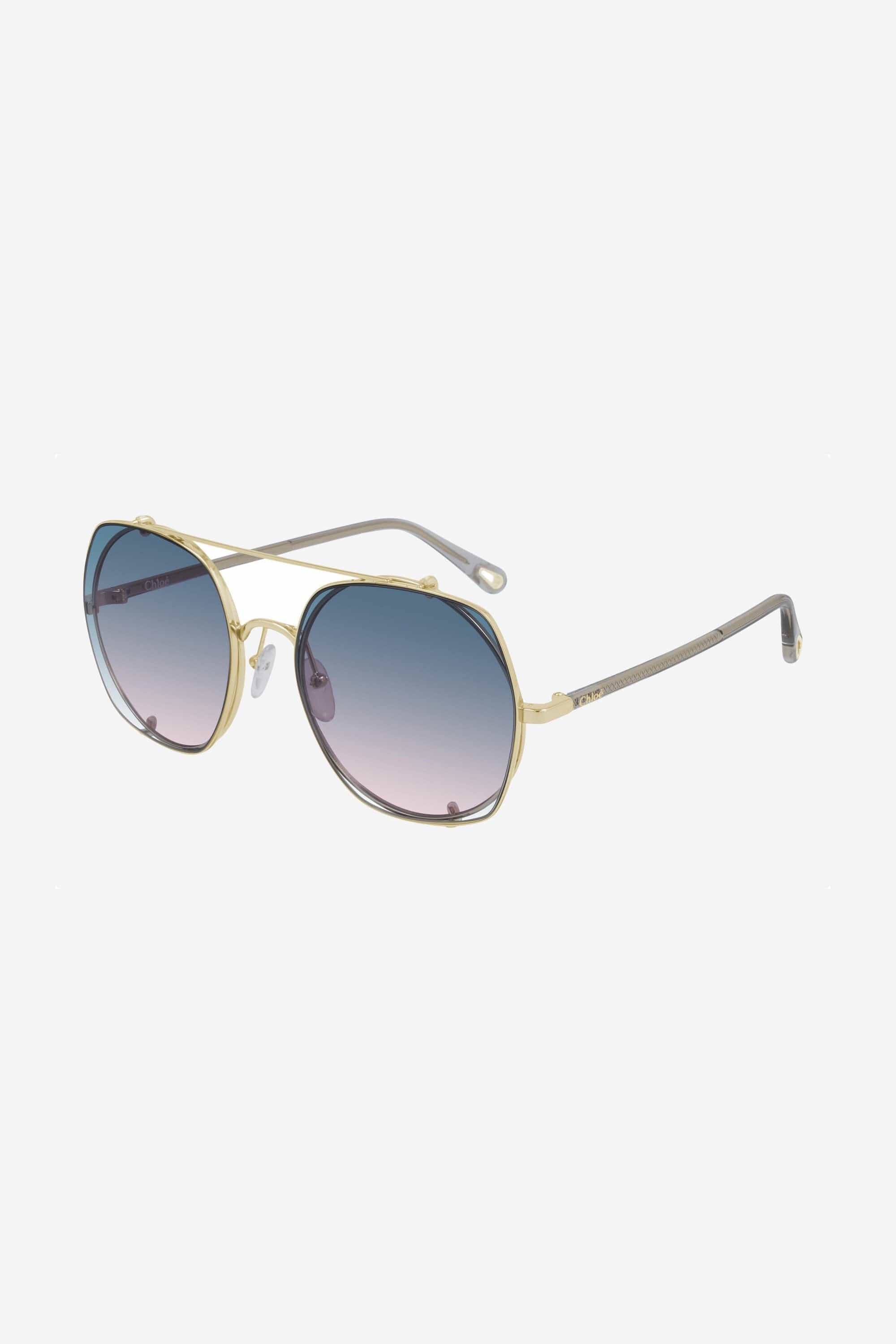 Chloe clip on grey purple blue sunglasses - Eyewear Club