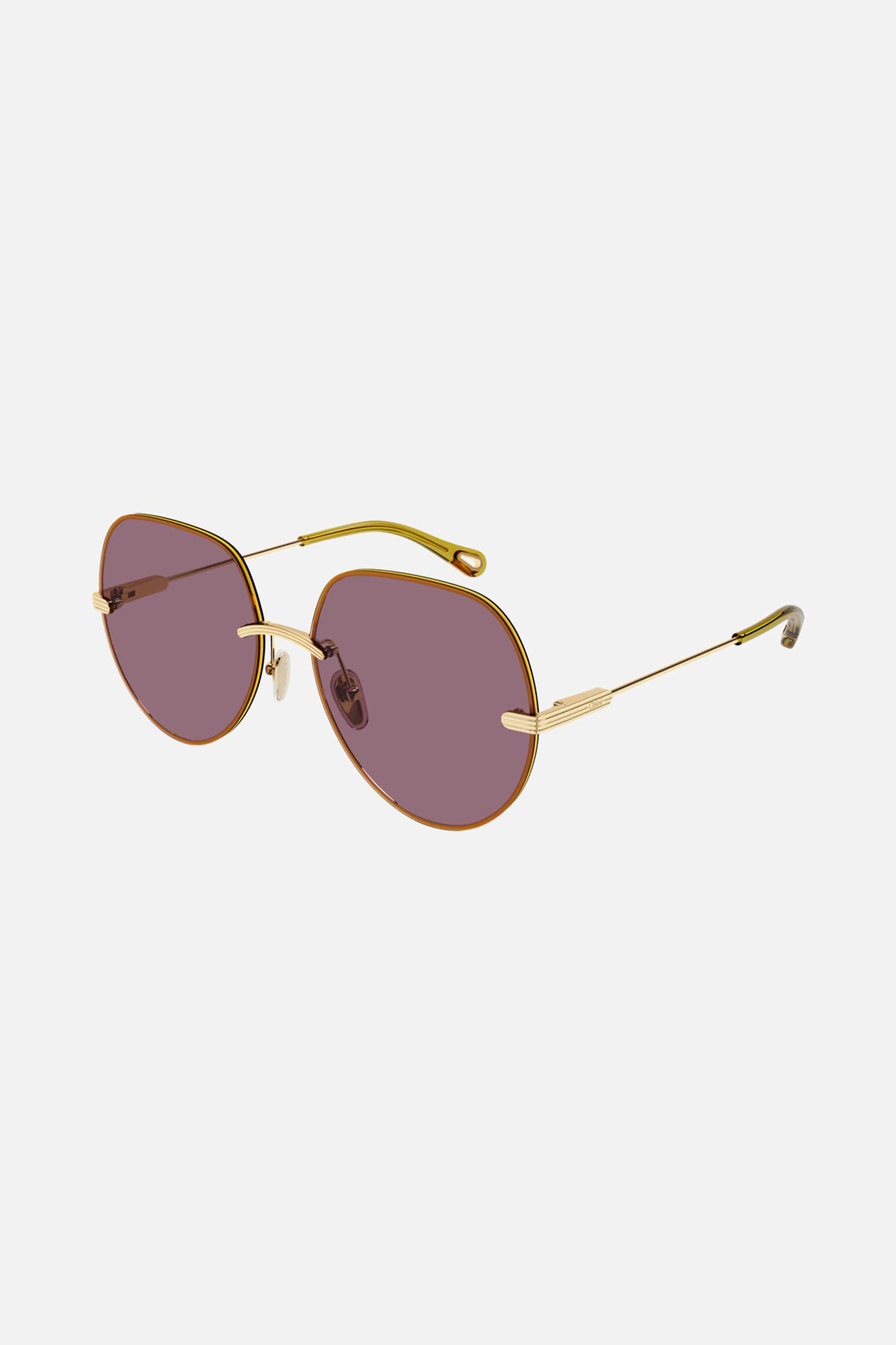 Chloe metal round light purple sunglasses - Eyewear Club